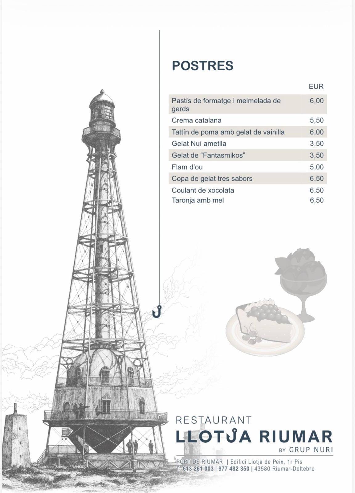 Restaurant La Llotja Riumar меню