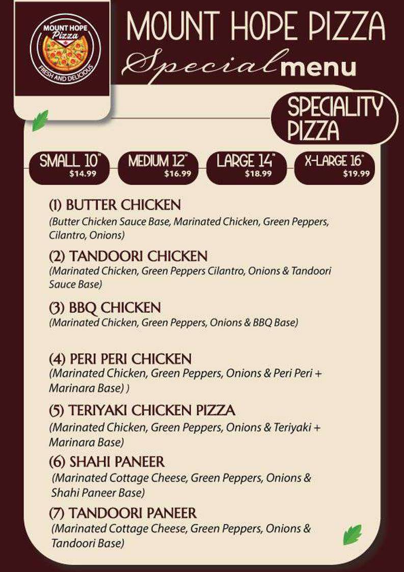 Mount Hope Pizza & Wings меню