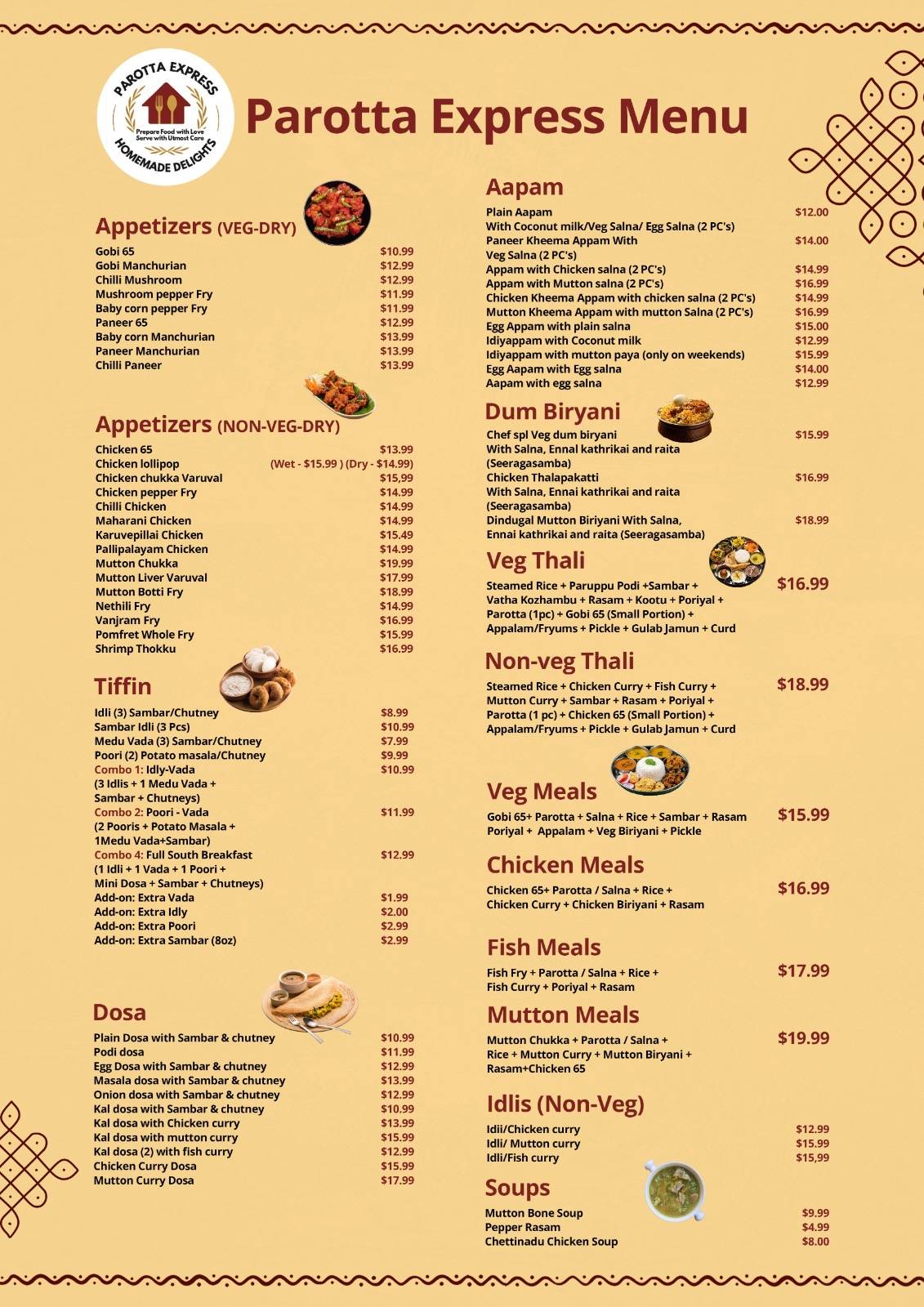 PAROTTA EXPRESS меню