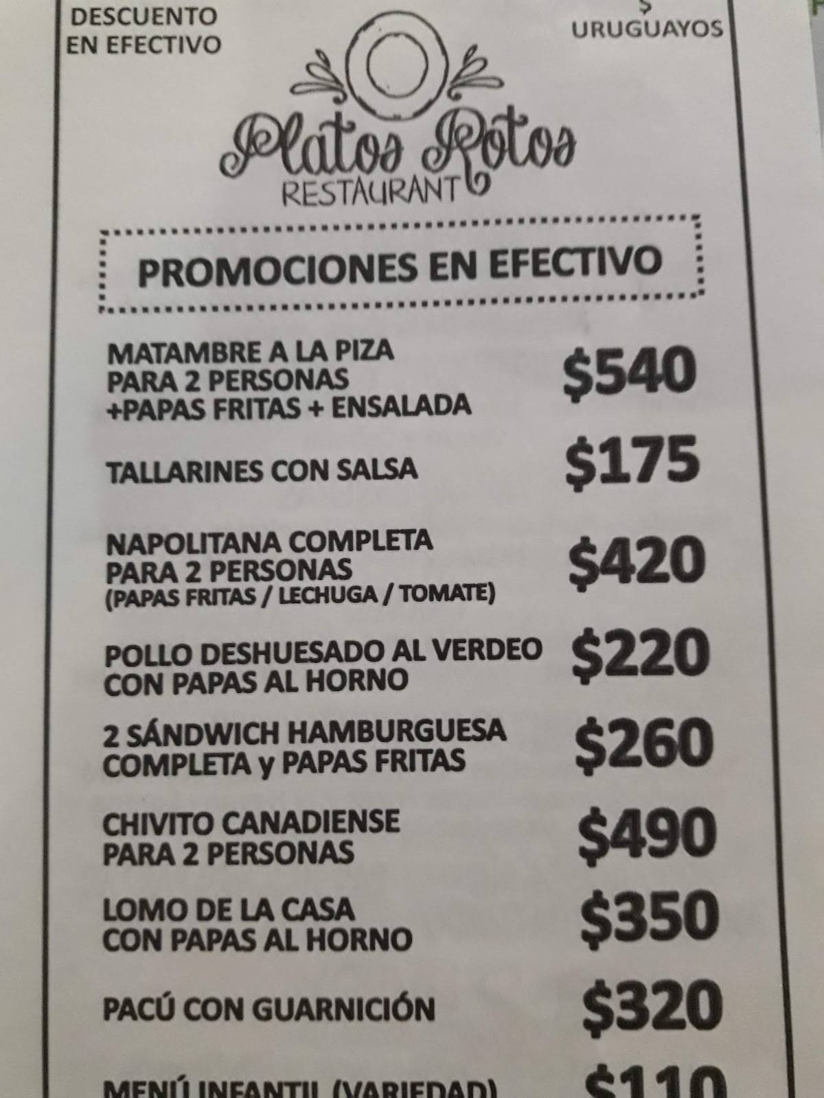 PLATOS ROTOS RESTAURANTE меню