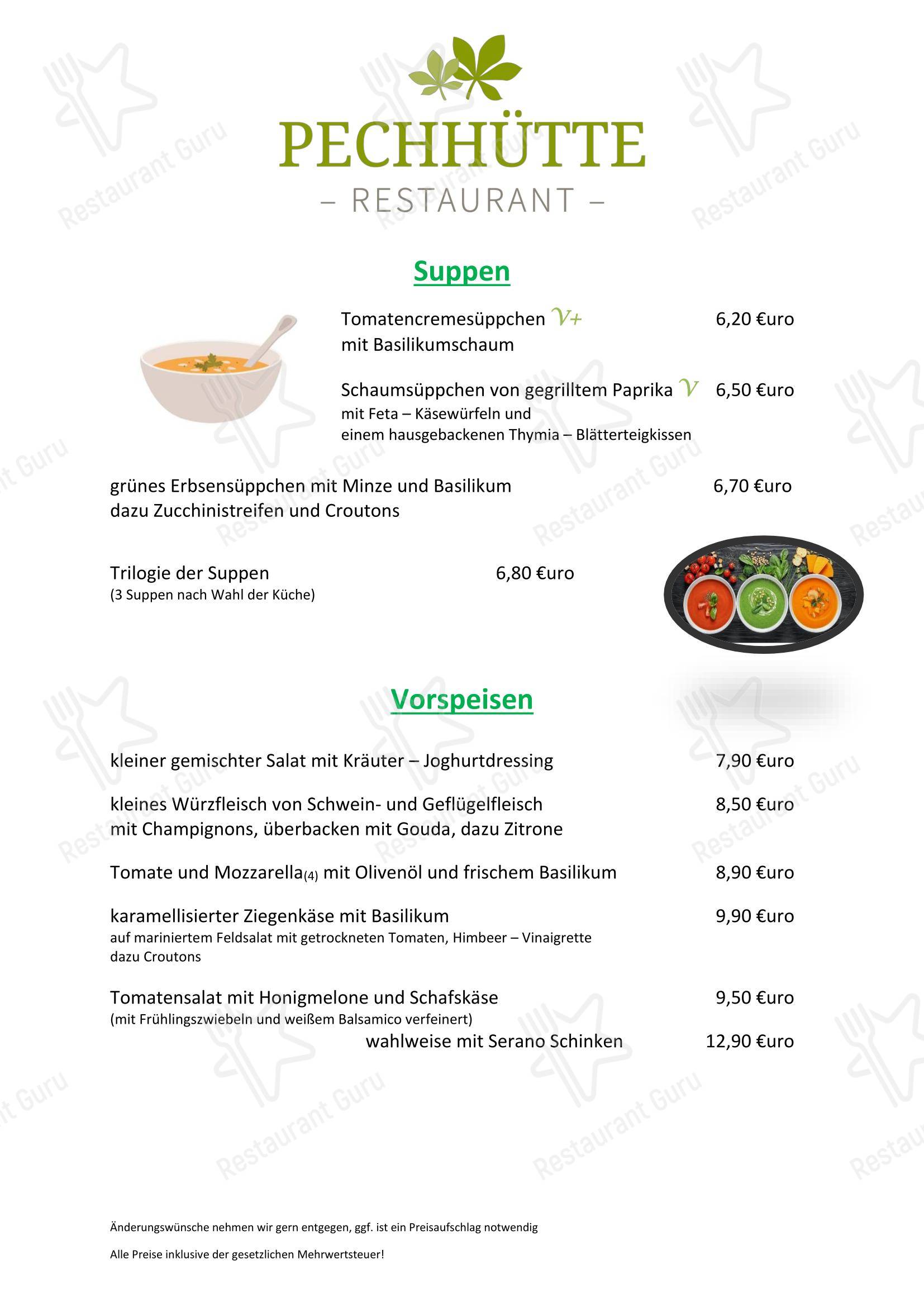 Меню ресторана Restaurant Pechhütte - 菜单