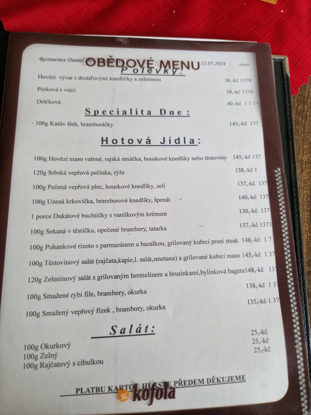 Restaurant Daniel меню