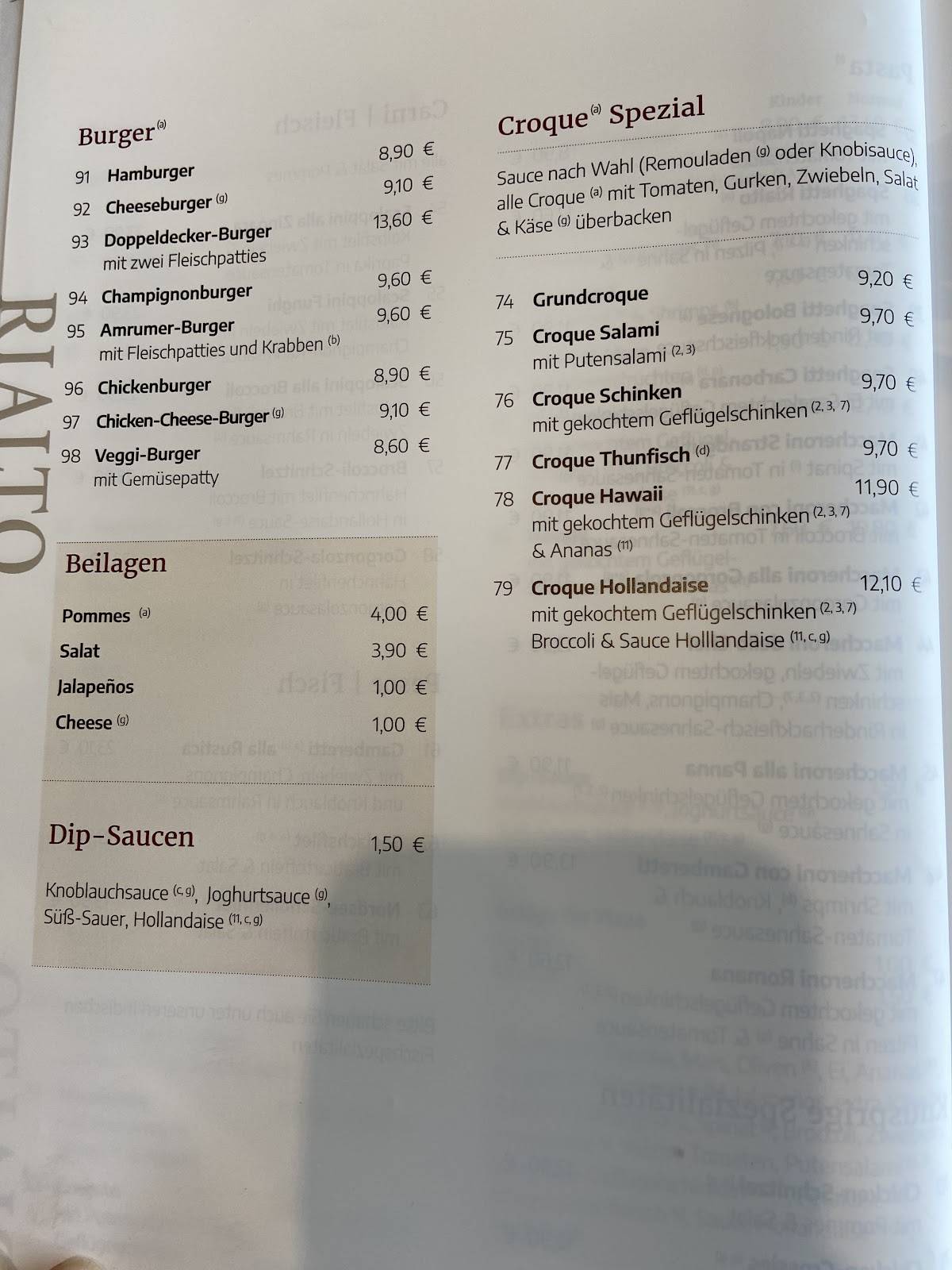 Restaurant Rialto Wittdün - Giovanni L. Gelato de luxe меню