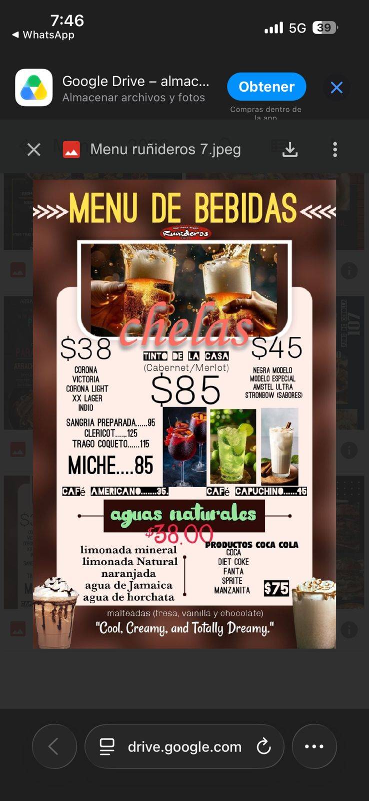 Ruñideros меню