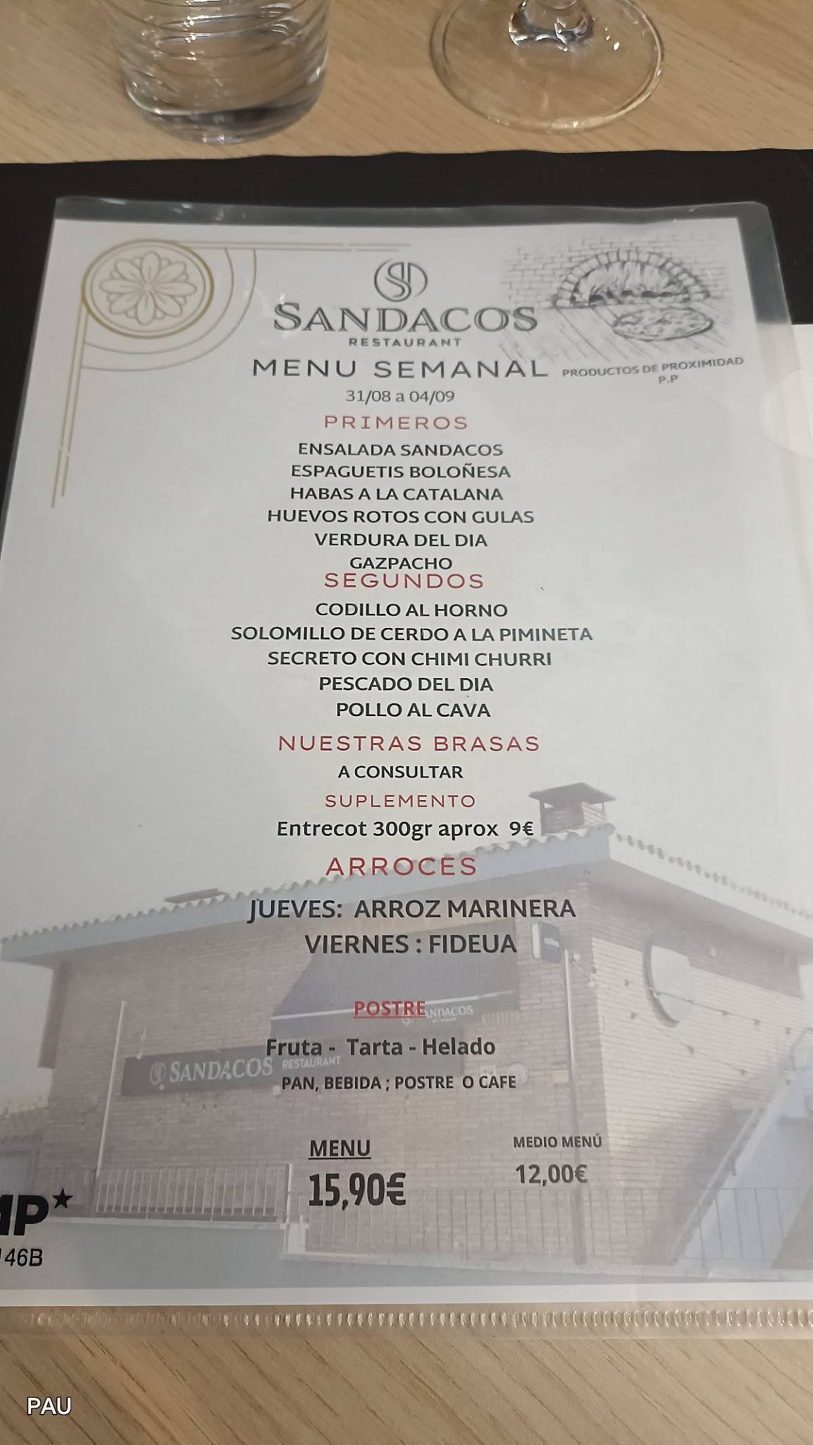 Restaurant Sandacos меню