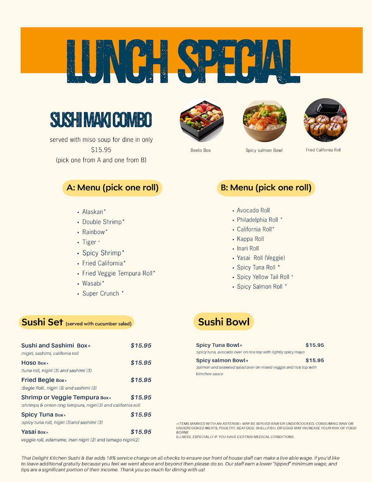 Thai Delight Kitchen Sushi & Bar меню