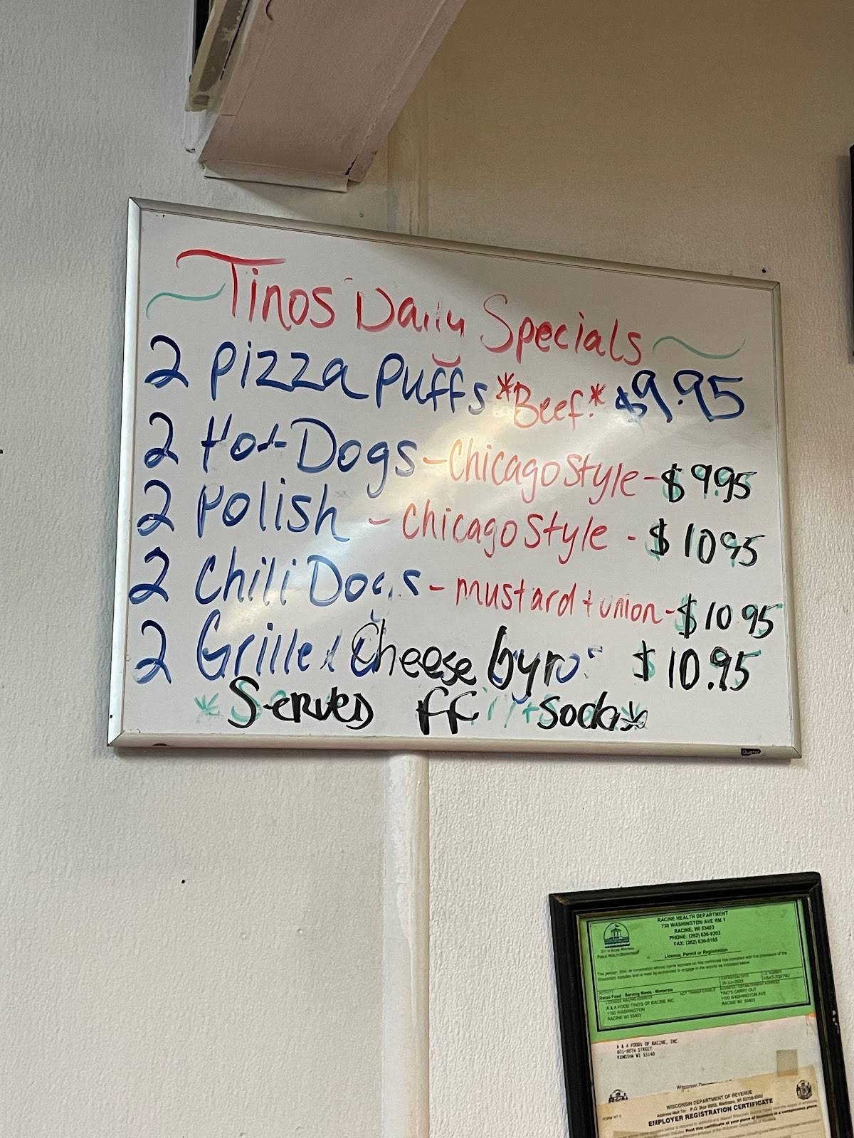 Tino's Carry Out меню