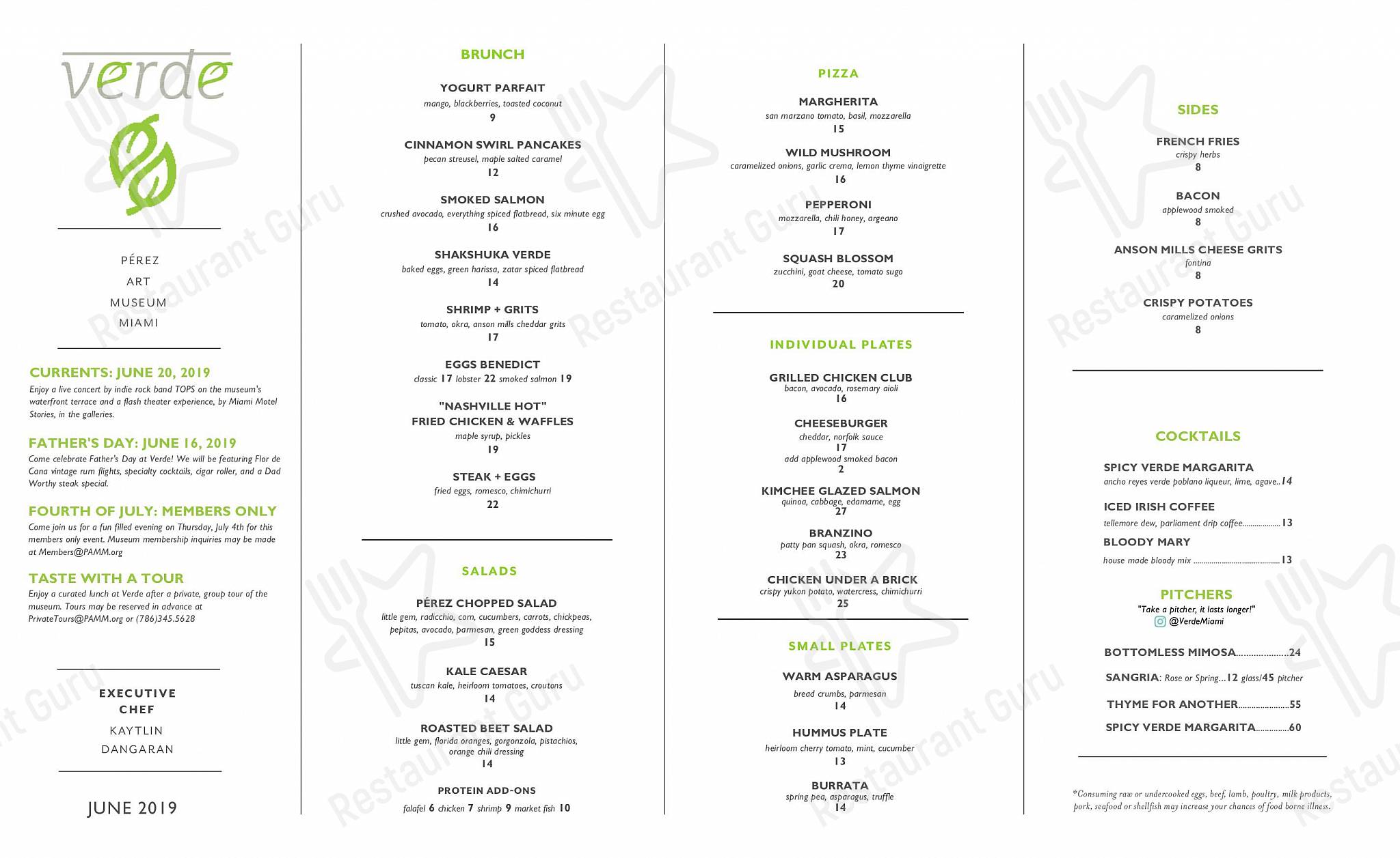 Verde в Майами - Group Booking Menu
