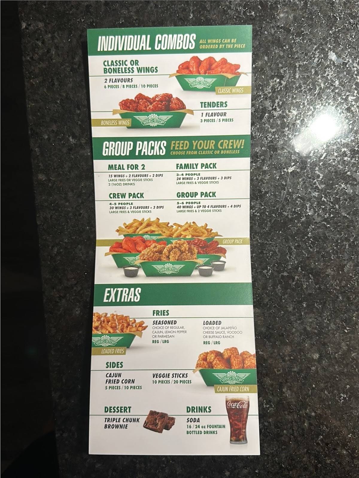 Wingstop меню