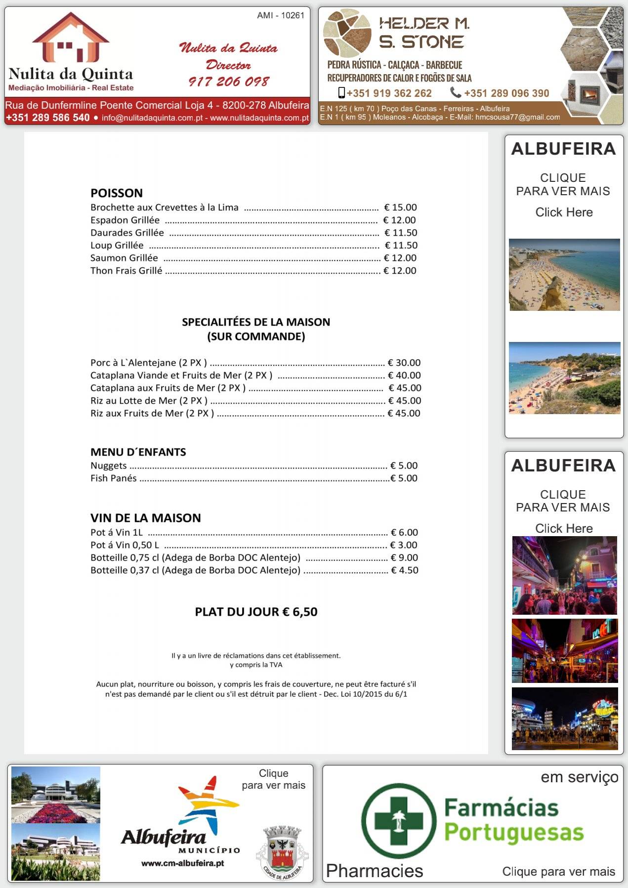 Restaurante Lima меню