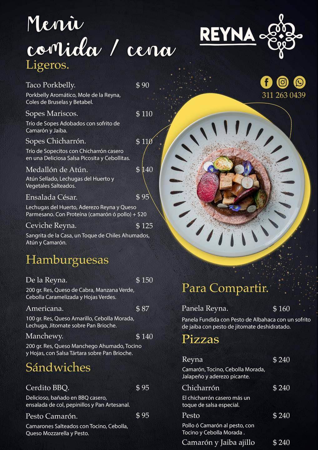 Restaurante Reyna меню