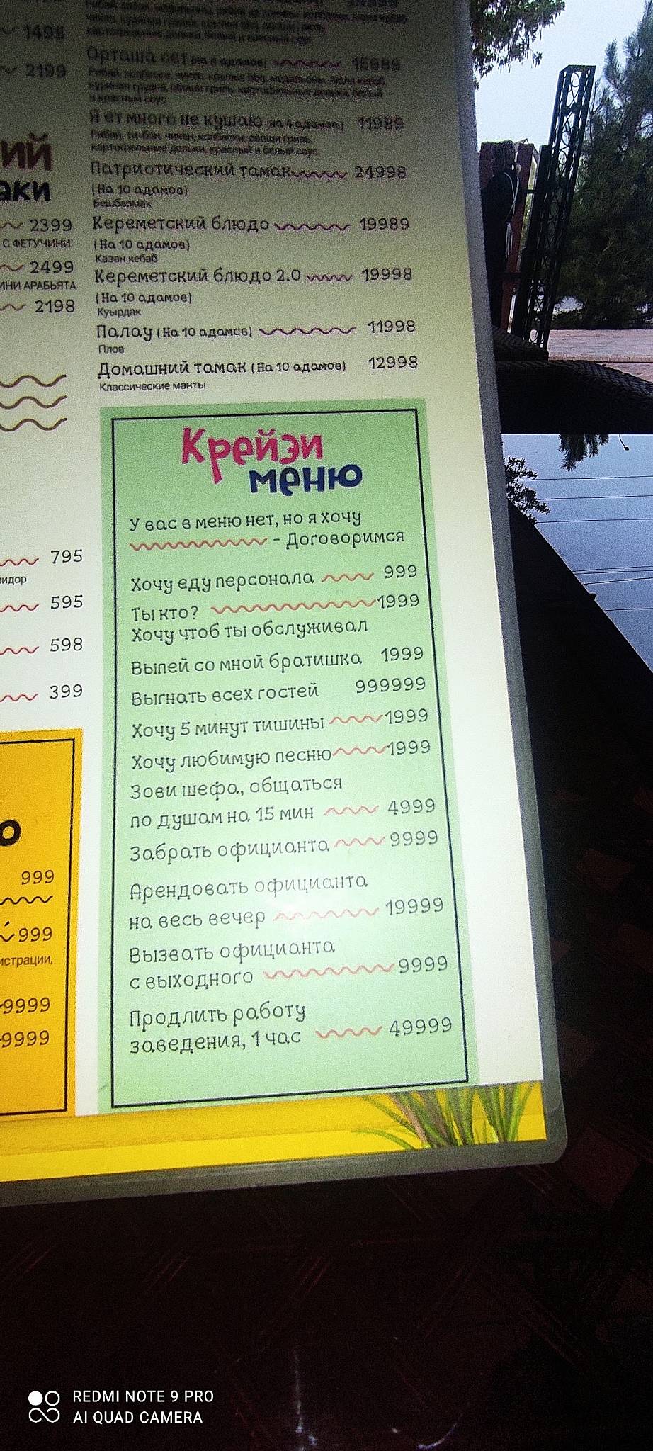Рестобар "Мёд" меню