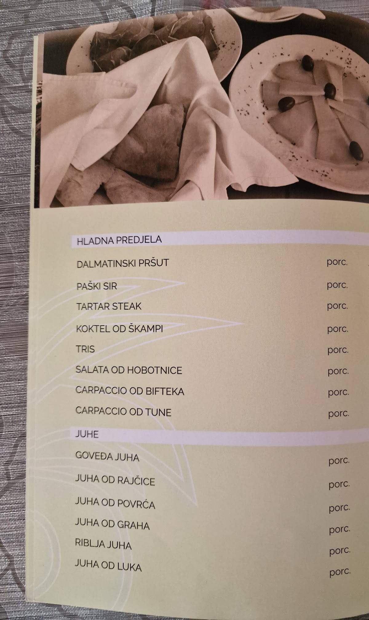 Restoran Palma меню
