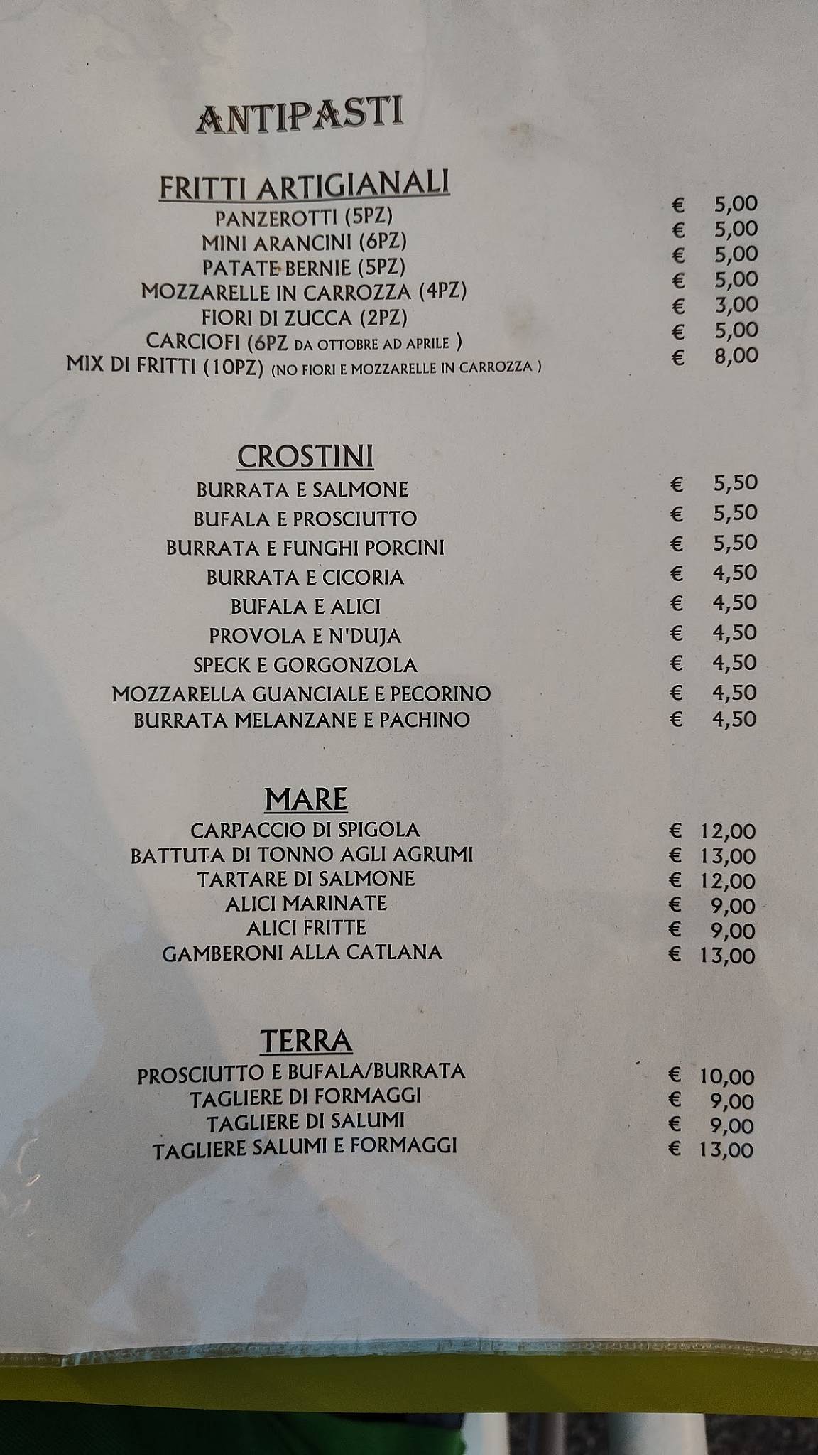 Ristorante Fornari меню