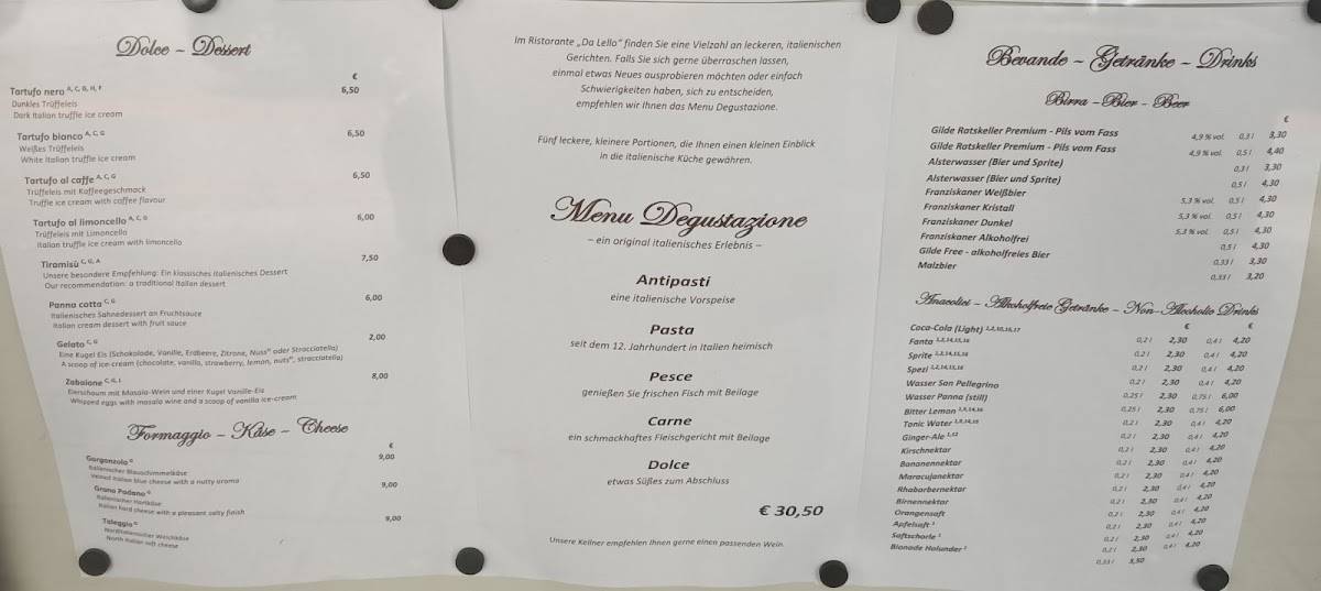 Ristorante Hotel da Lello меню