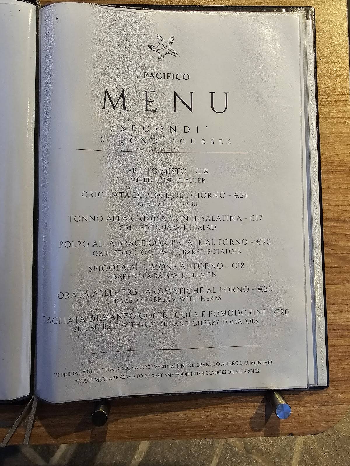 Ristorante Pacifico меню
