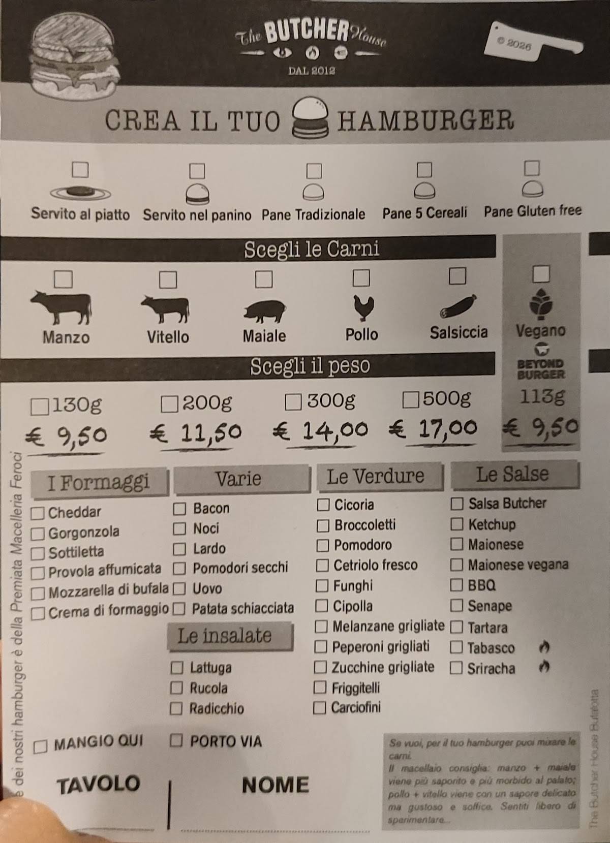 Ristorante The Butcher House меню