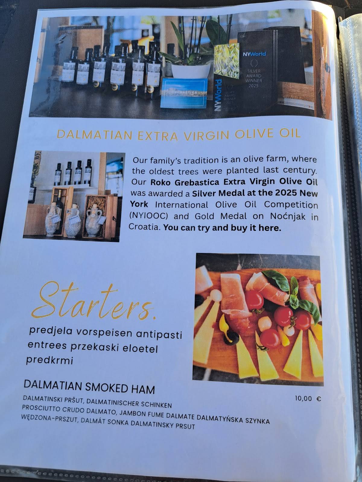 Roko Grebastica Olive Oil Kitchen меню