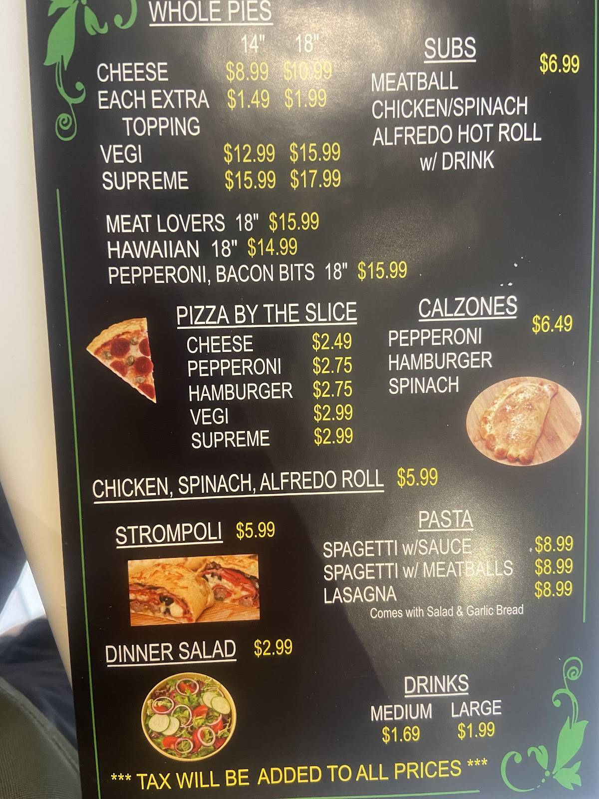 Roma Pizzeria меню