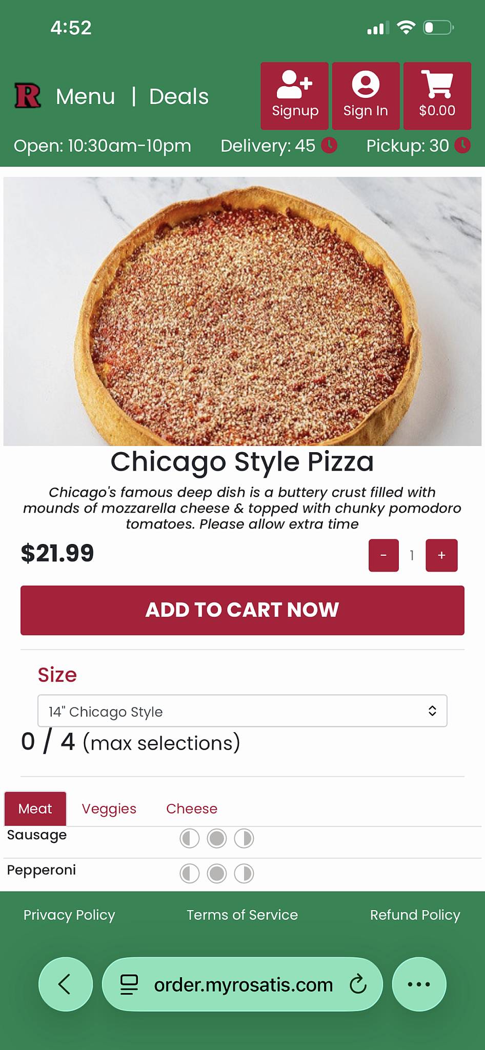 Rosati's Pizza Raleigh меню