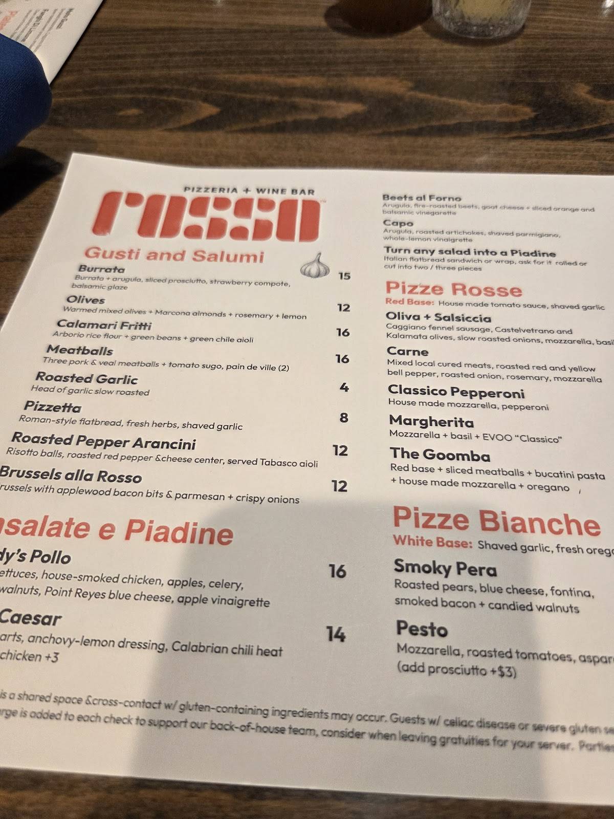 Rosso Pizzeria & Wine Bar меню