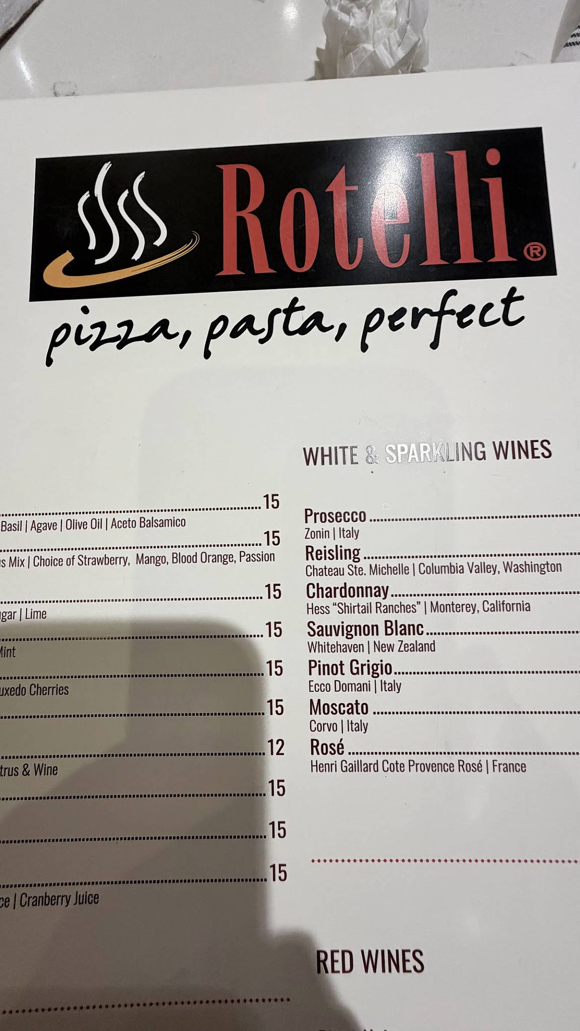 Rotelli Pizza & Pasta меню