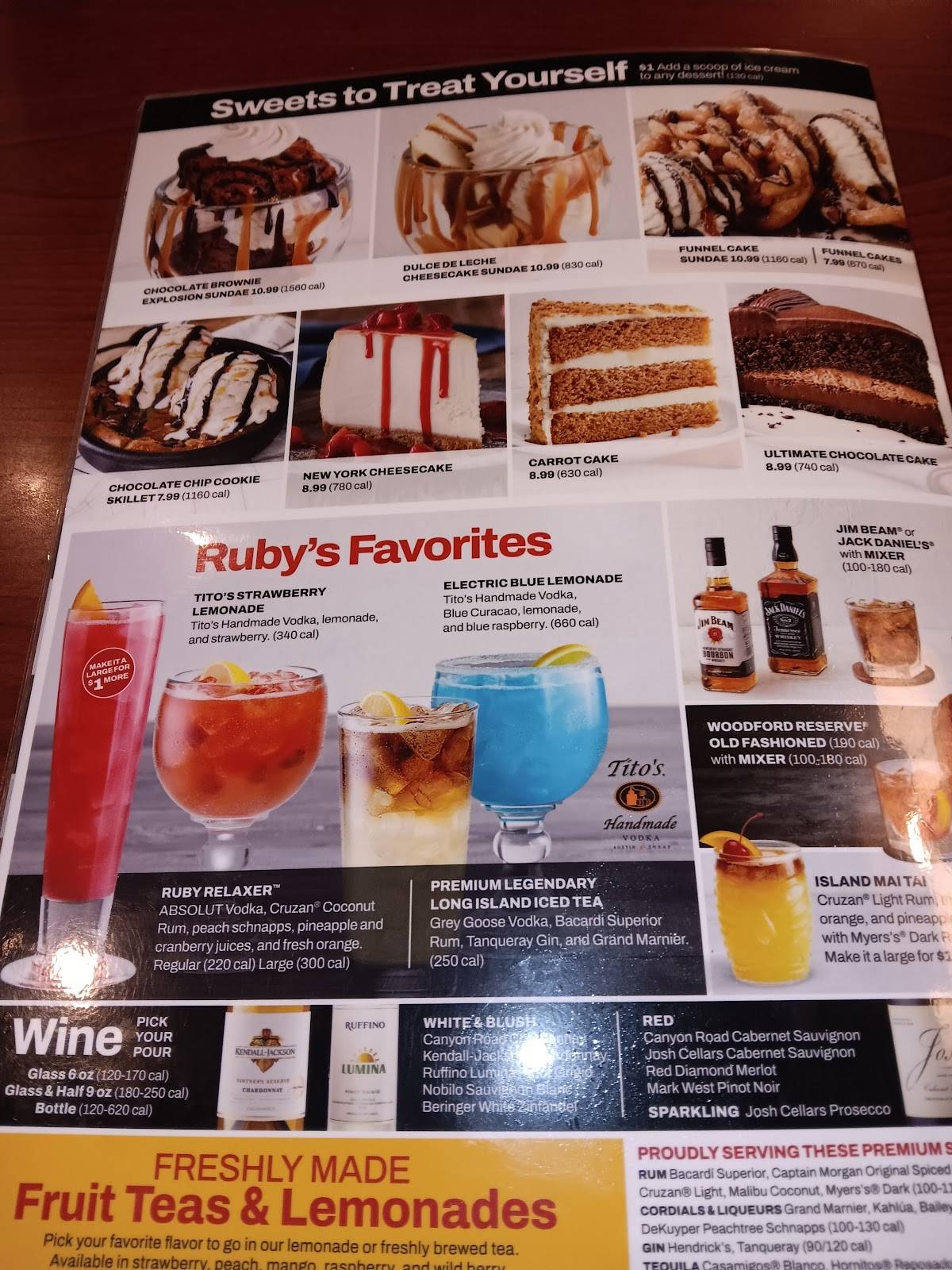 Ruby Tuesday меню