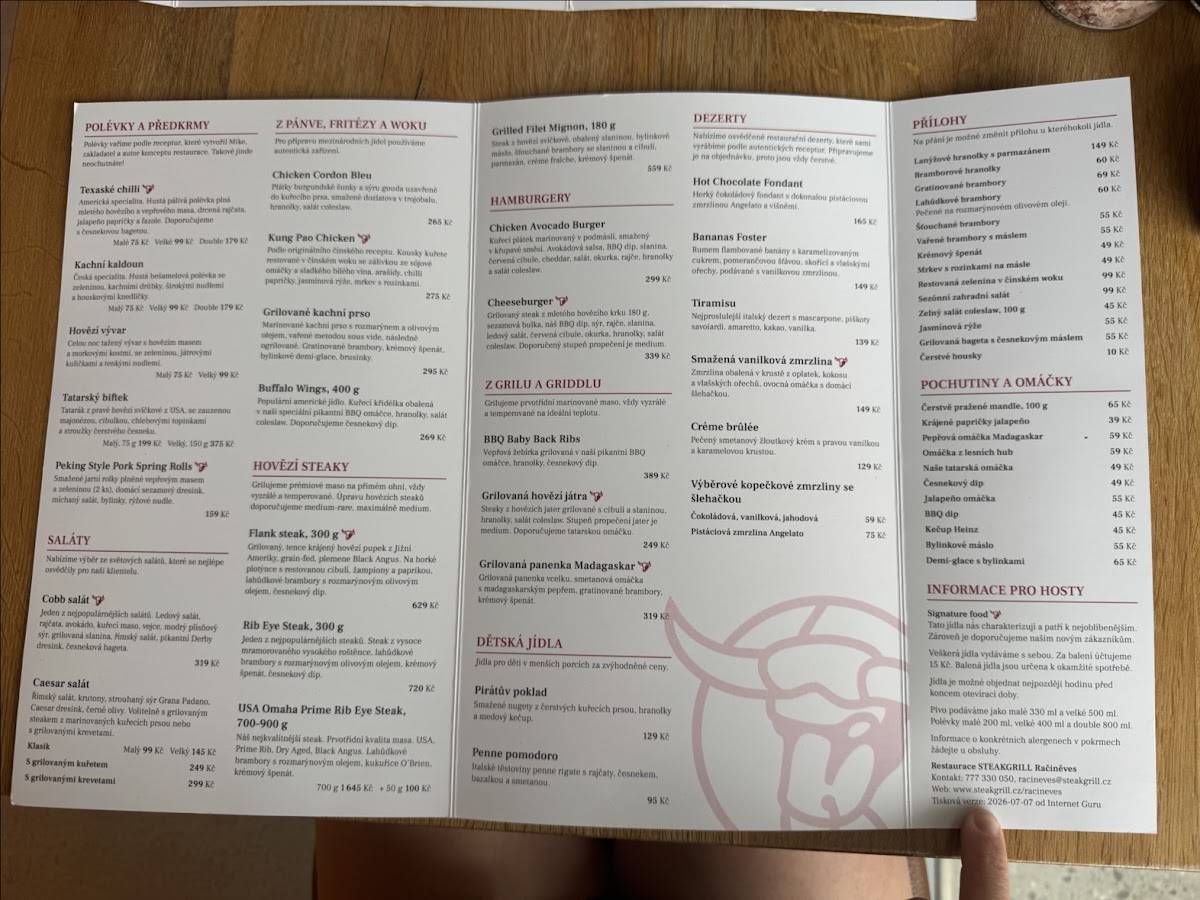 STEAKGRILL меню