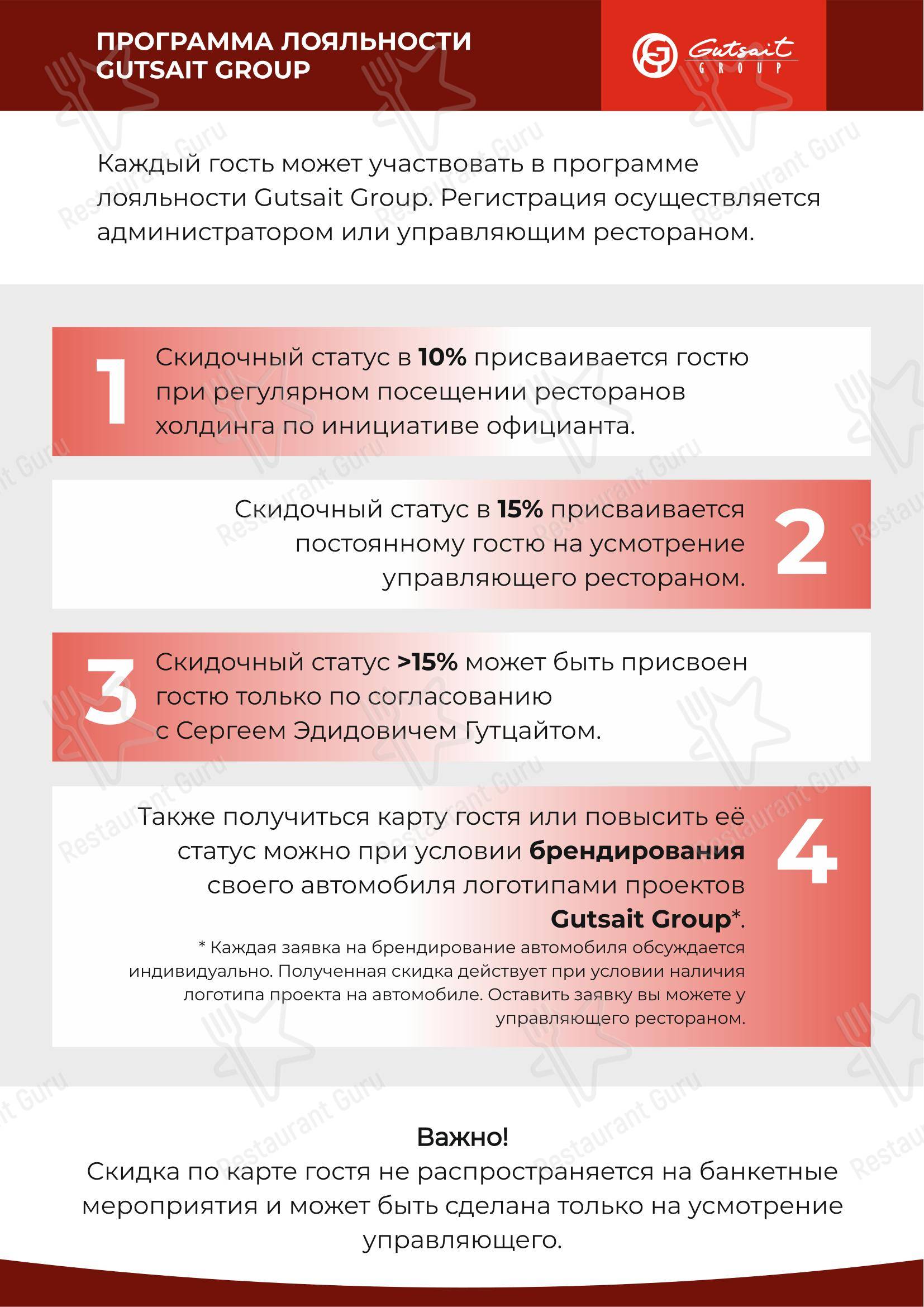 Меню ресторана SV - Меню напитков