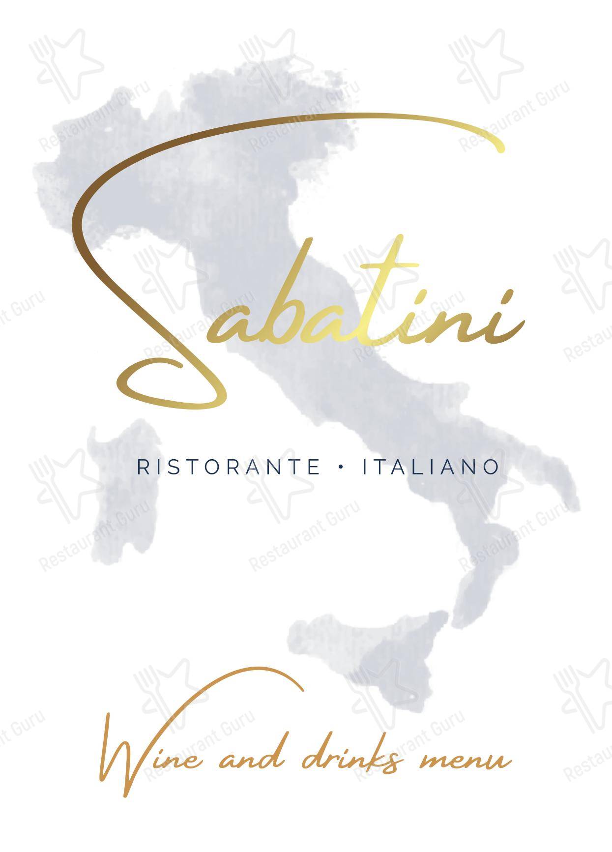 Dinner Menu ресторана Sabatini Exeter