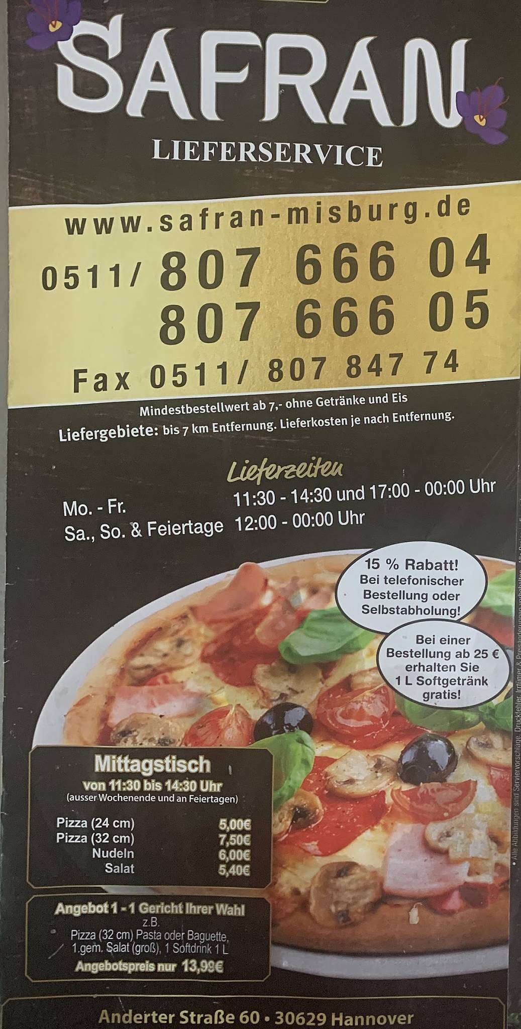 Safran Lieferservice меню