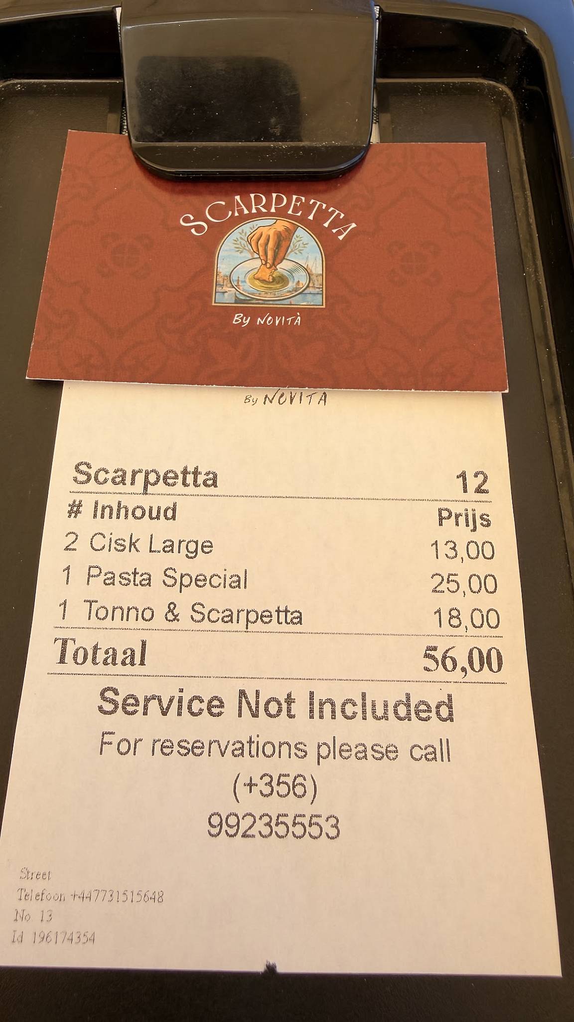Scarpetta меню