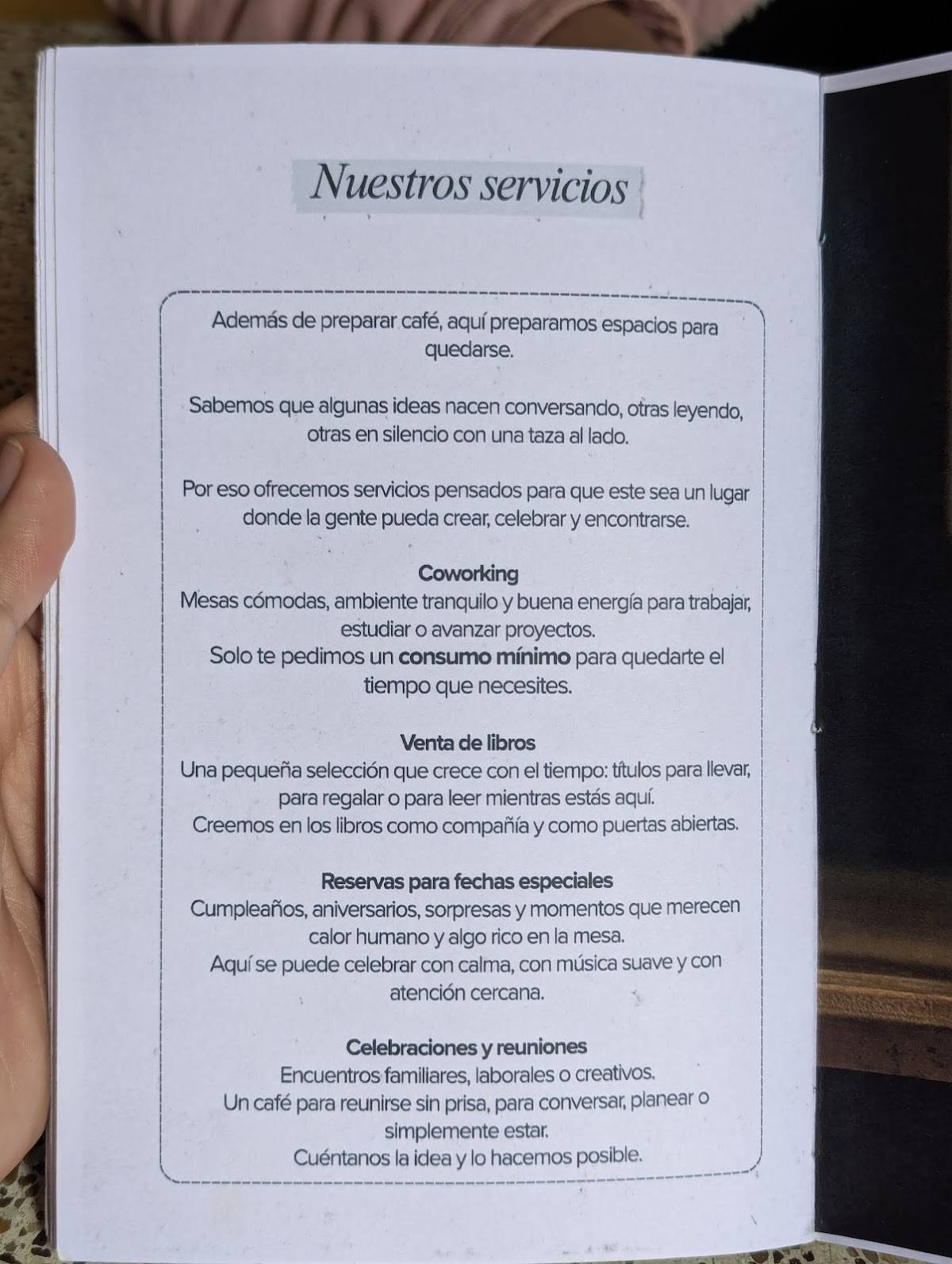 Ser Ahí меню