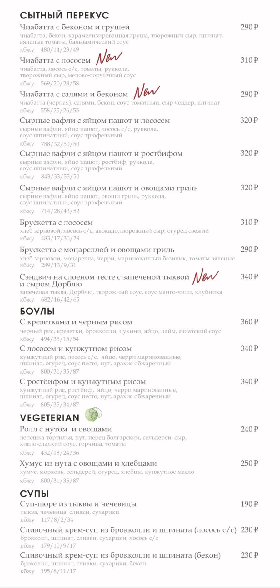 Слова меню