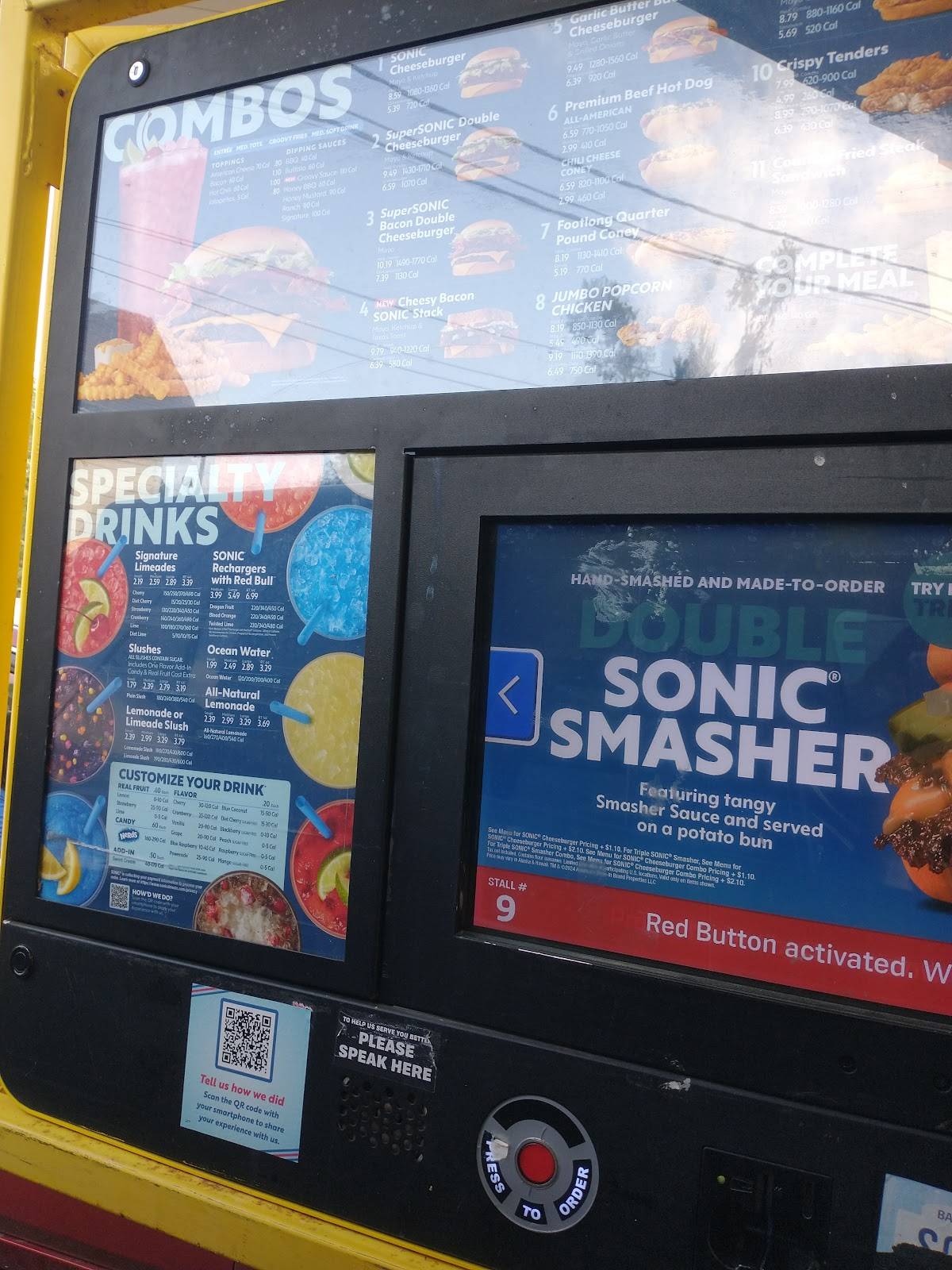 Sonic Drive-In меню