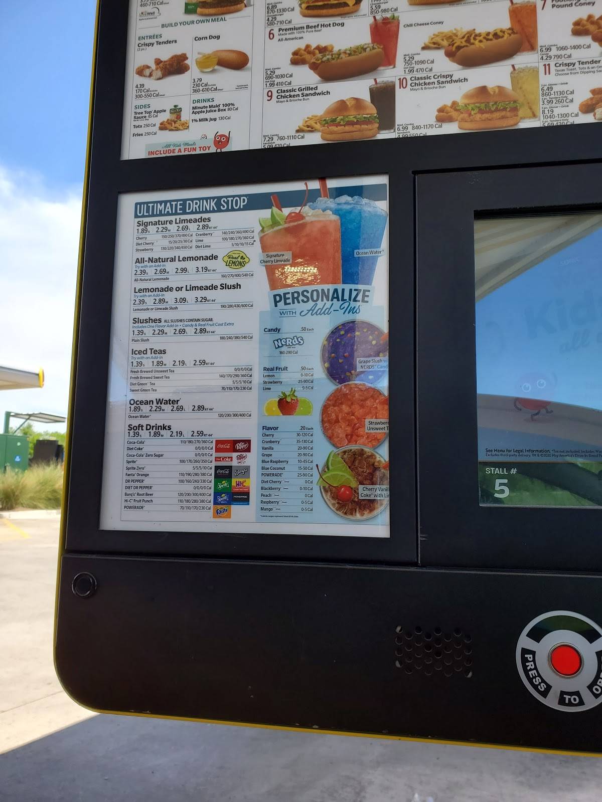Sonic Drive-In меню