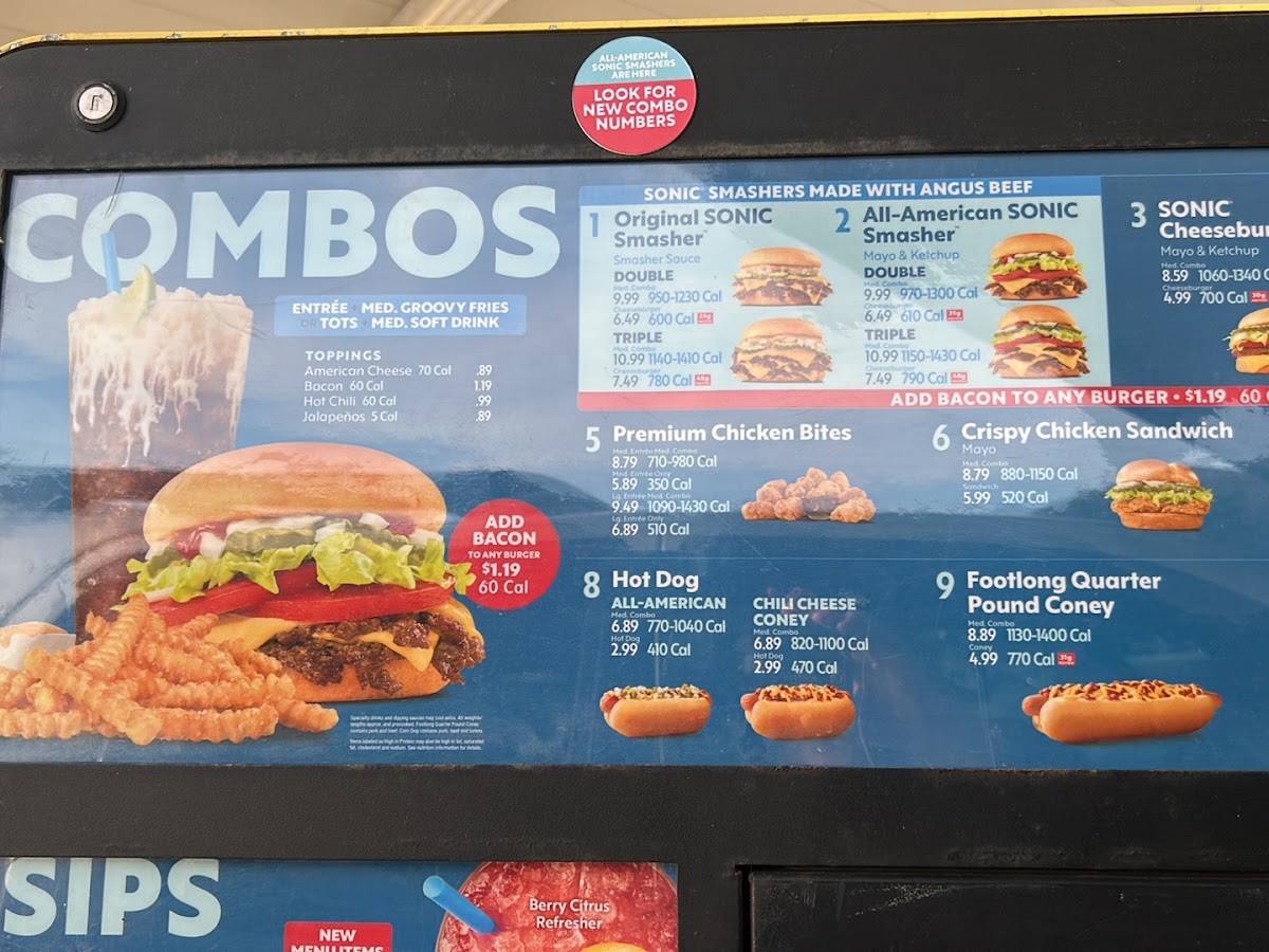 Sonic Drive-In меню