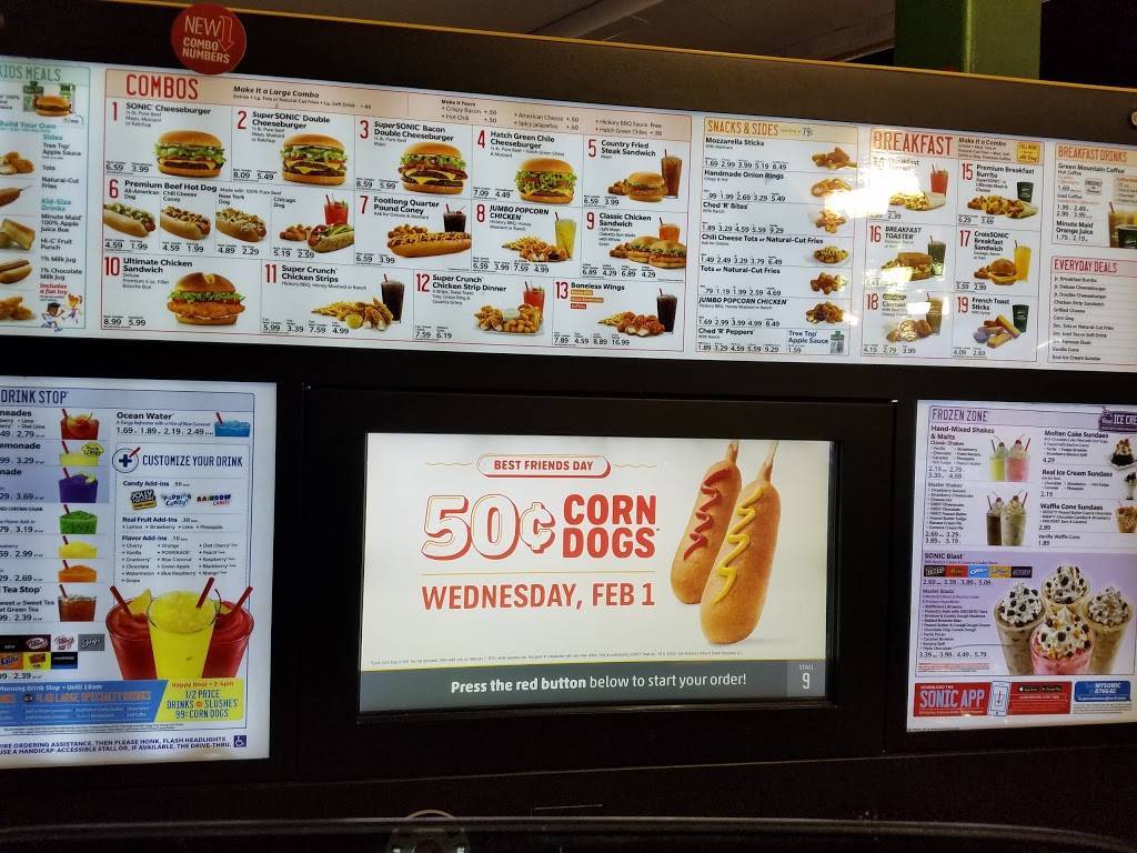 Sonic Drive-In меню