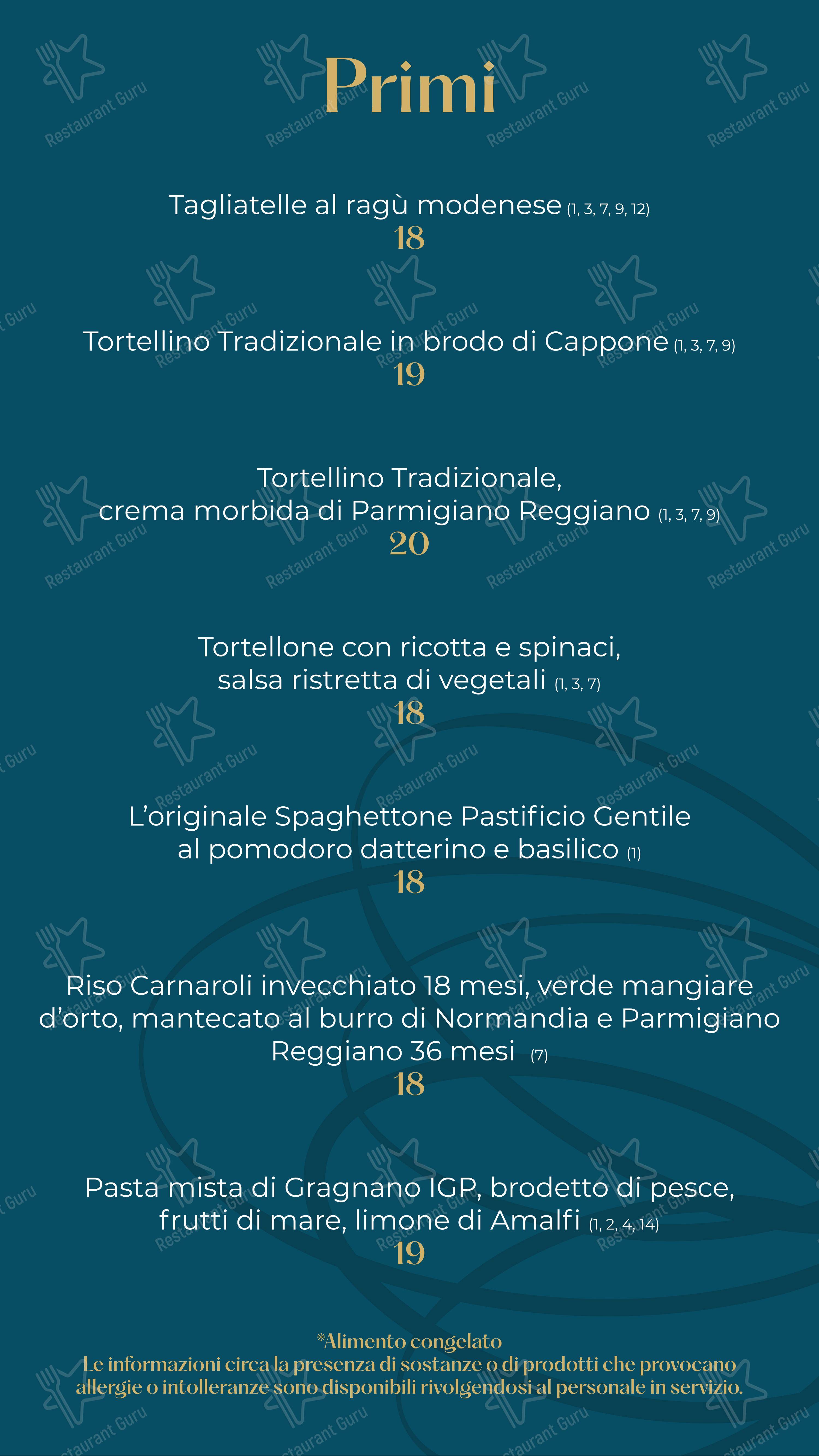 菜单 ресторана SottoLuce - Ristorante в Модене