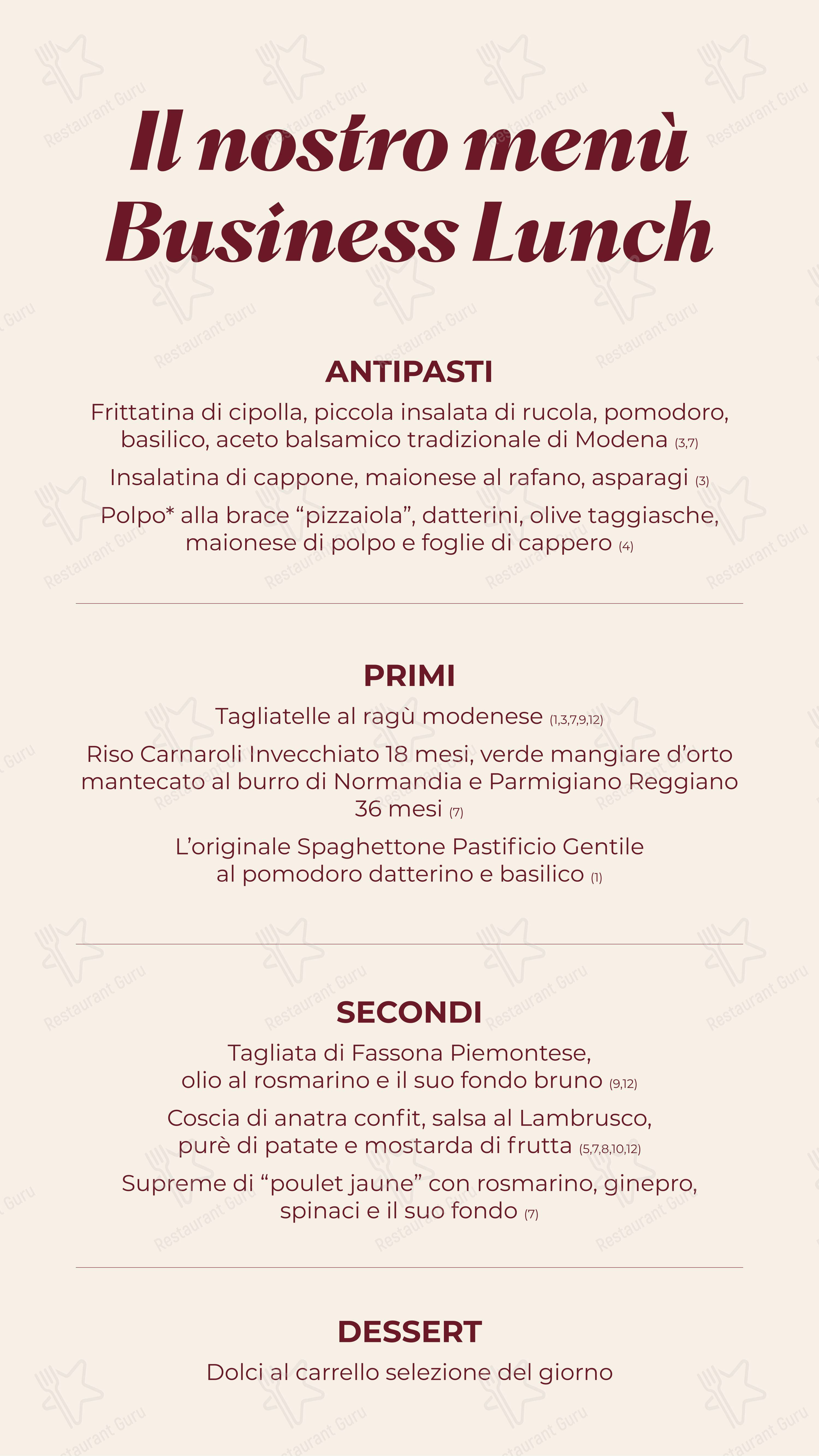 Крафт меню ресторана SottoLuce - Ristorante в Модене
