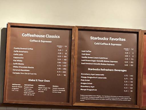 Starbucks Coffee Company меню