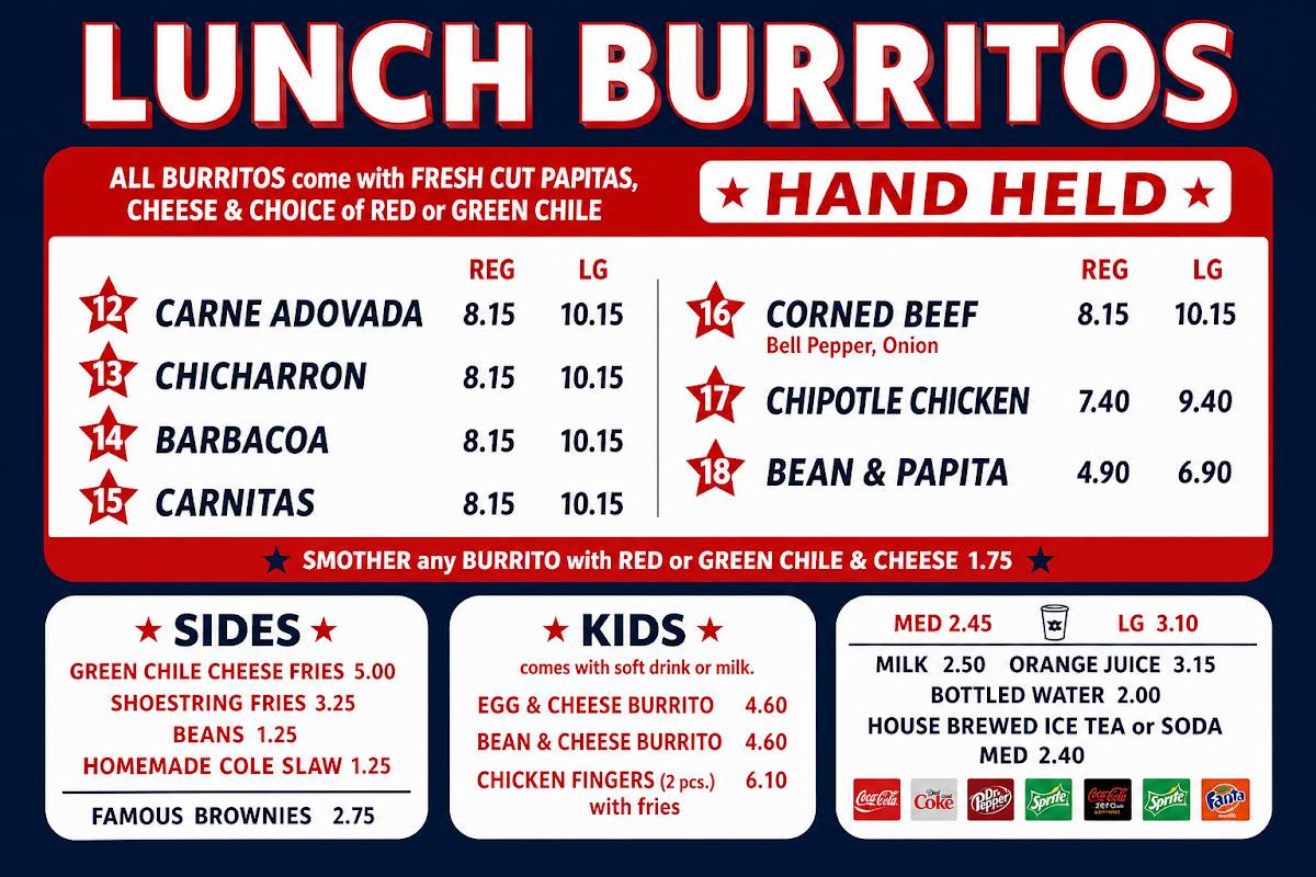 Stripes Burrito Co меню