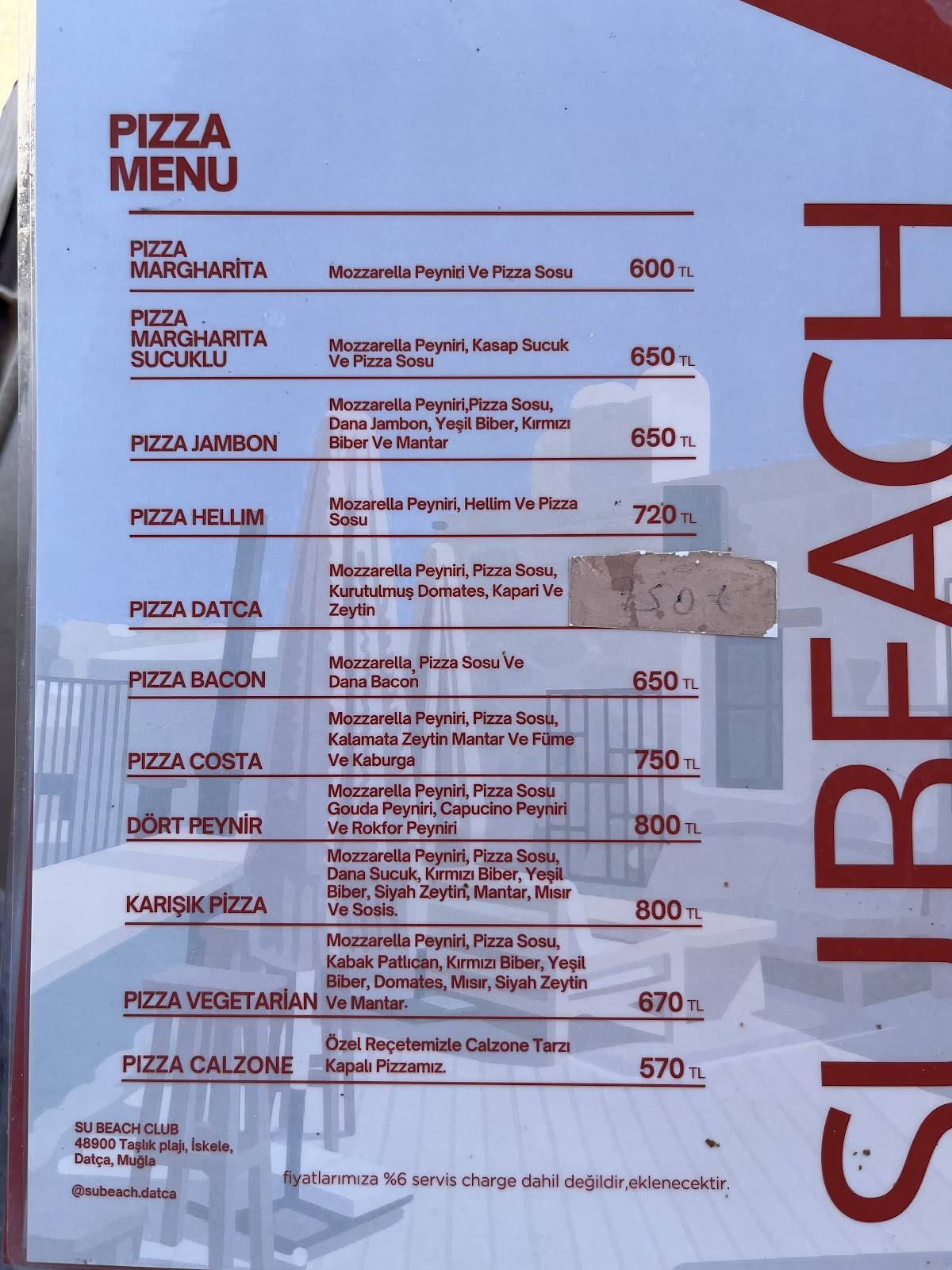 Su Beach меню