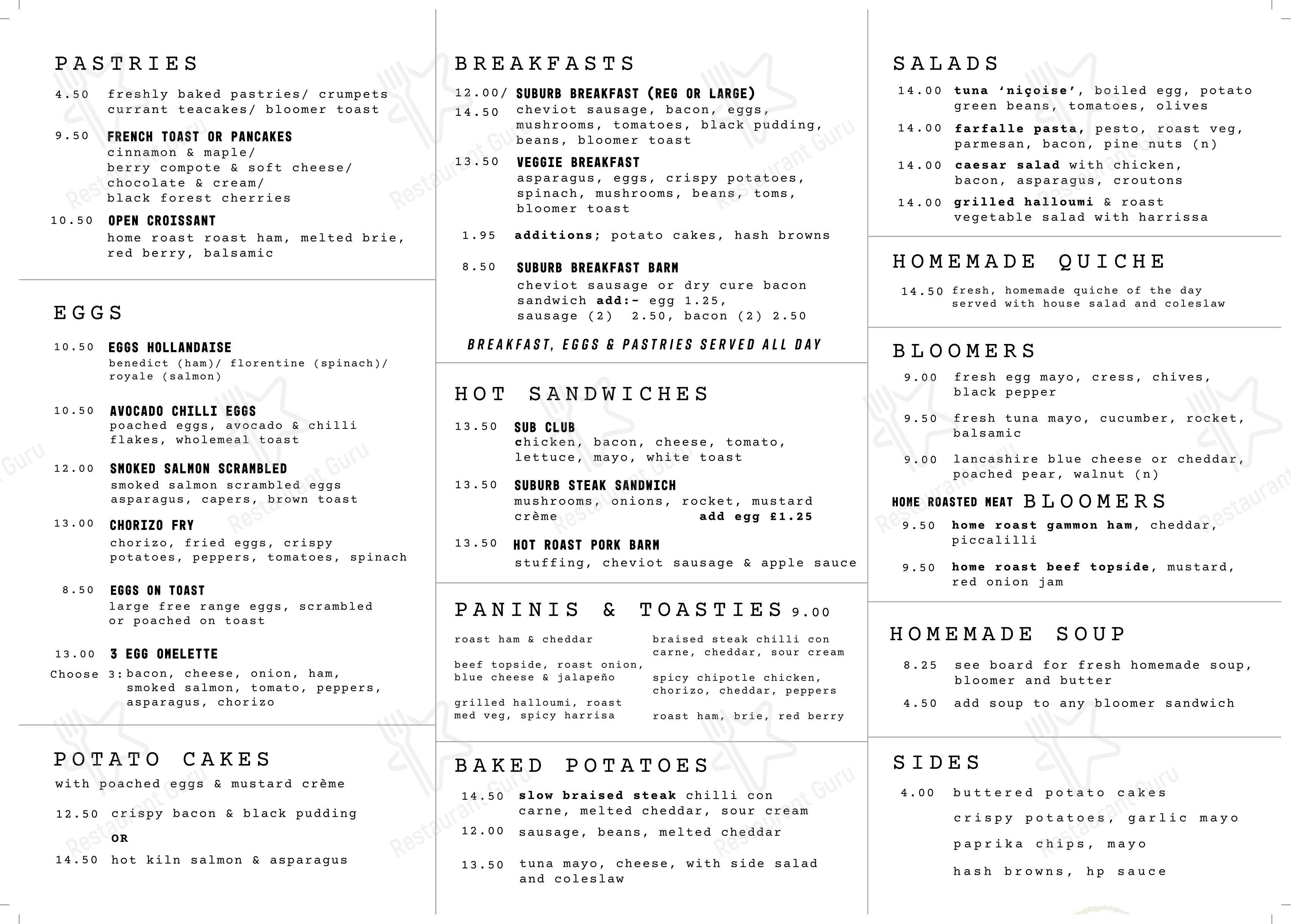 Suburb - Cafe & Restaurant в Рочдейле - Меню напитков