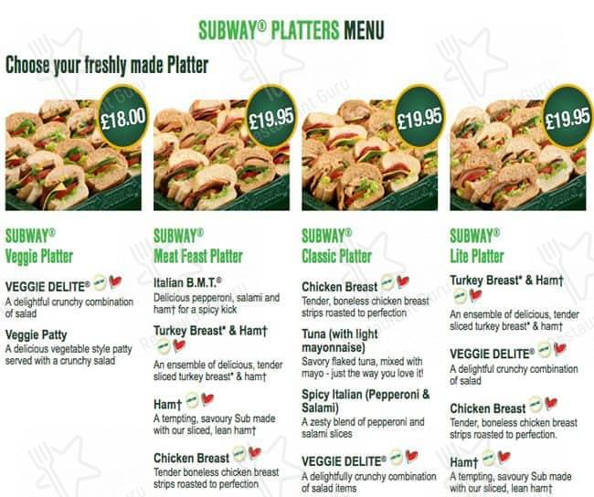Subway меню