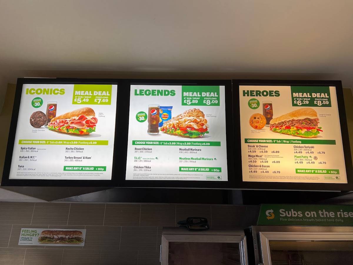 Subway меню