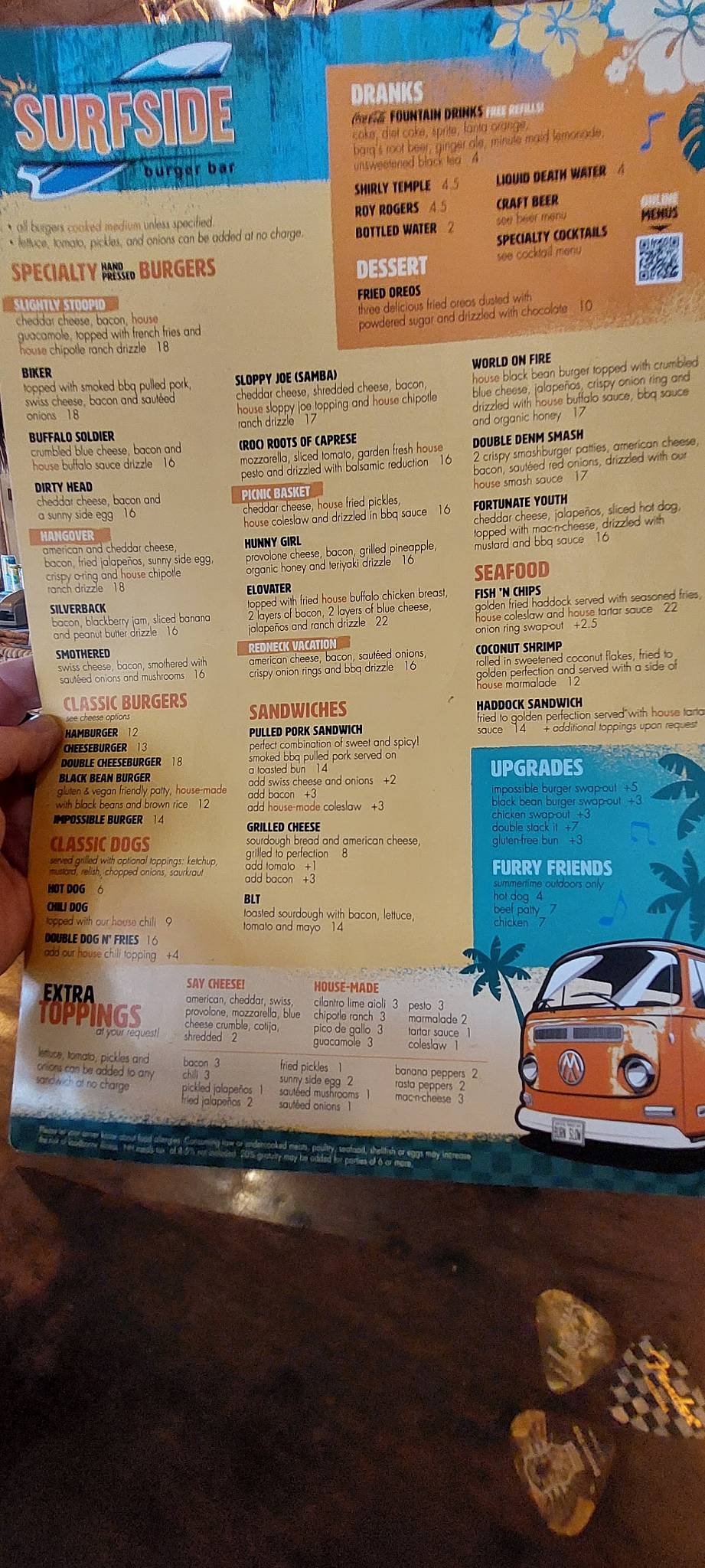 Surfside Burger Bar меню