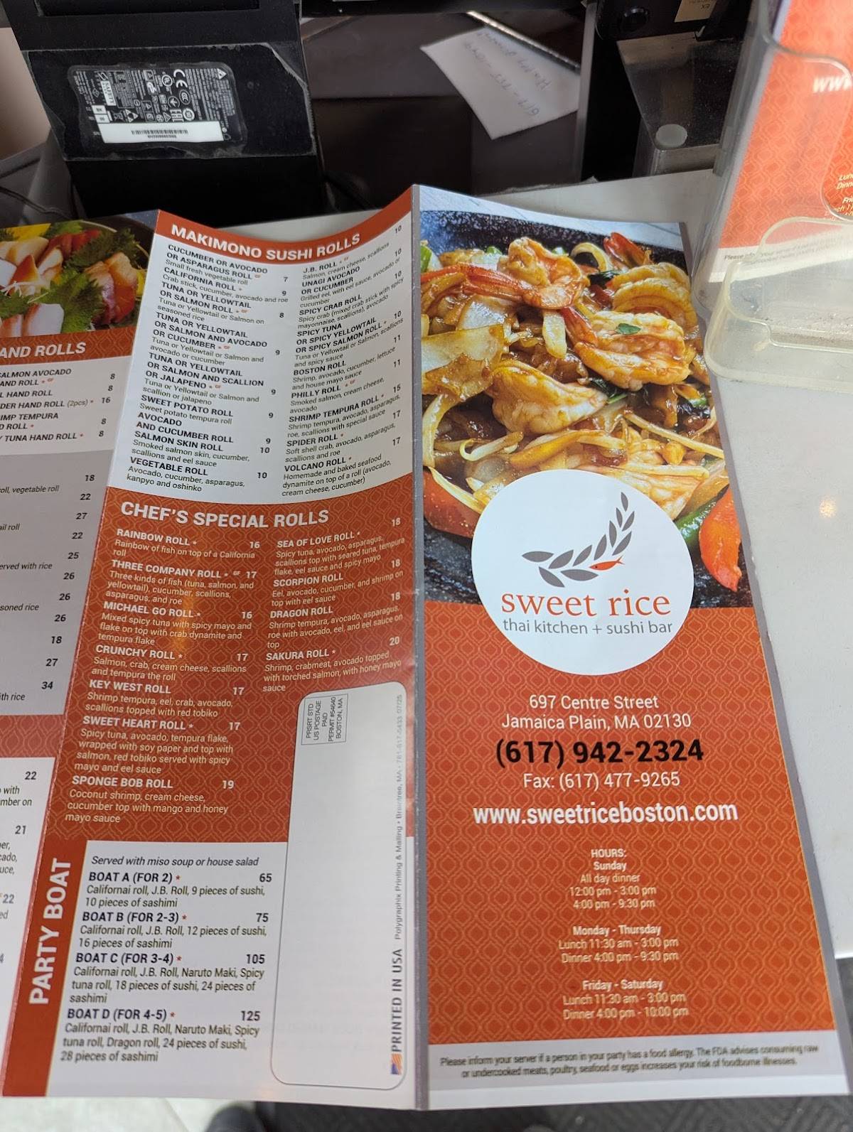 Sweet Rice JP Thai Sushi меню