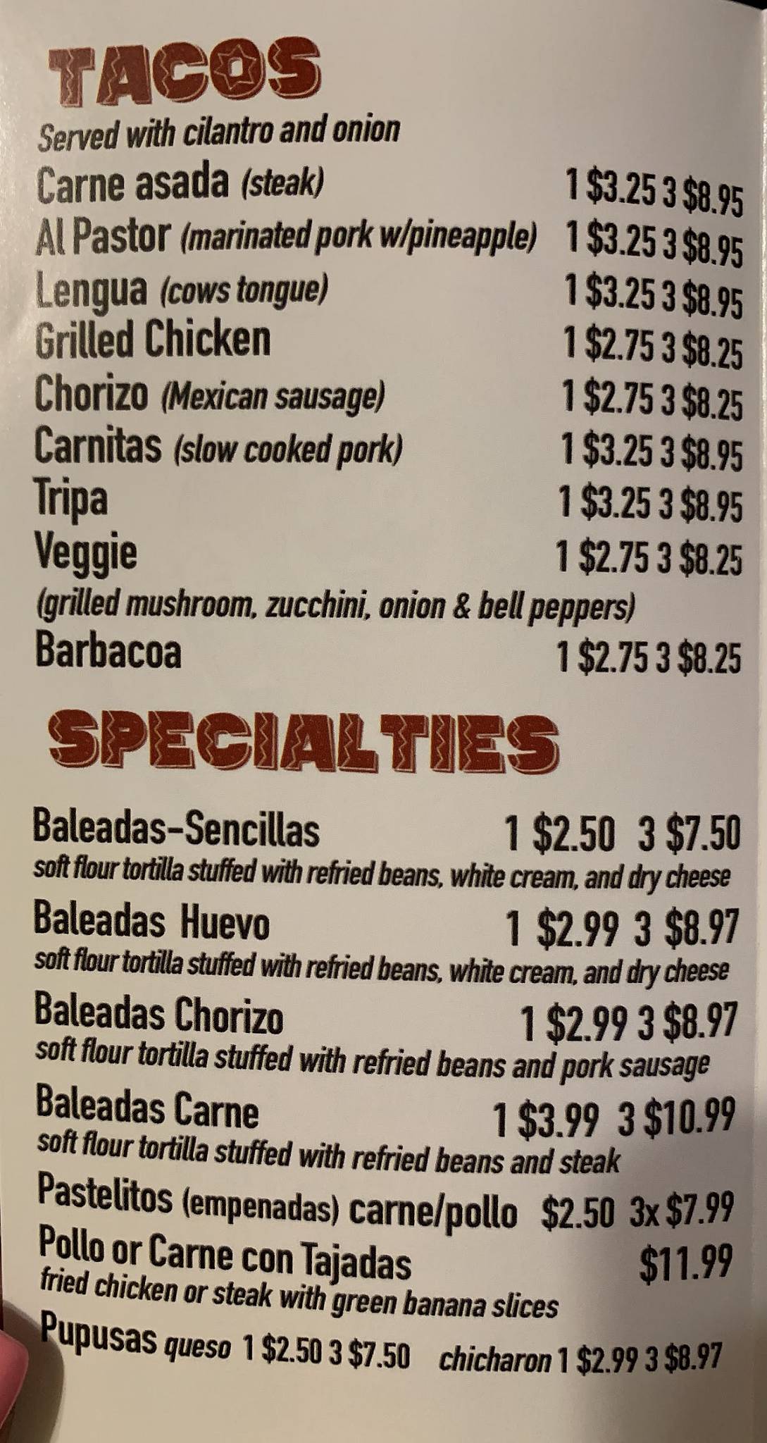 TACO RICO меню