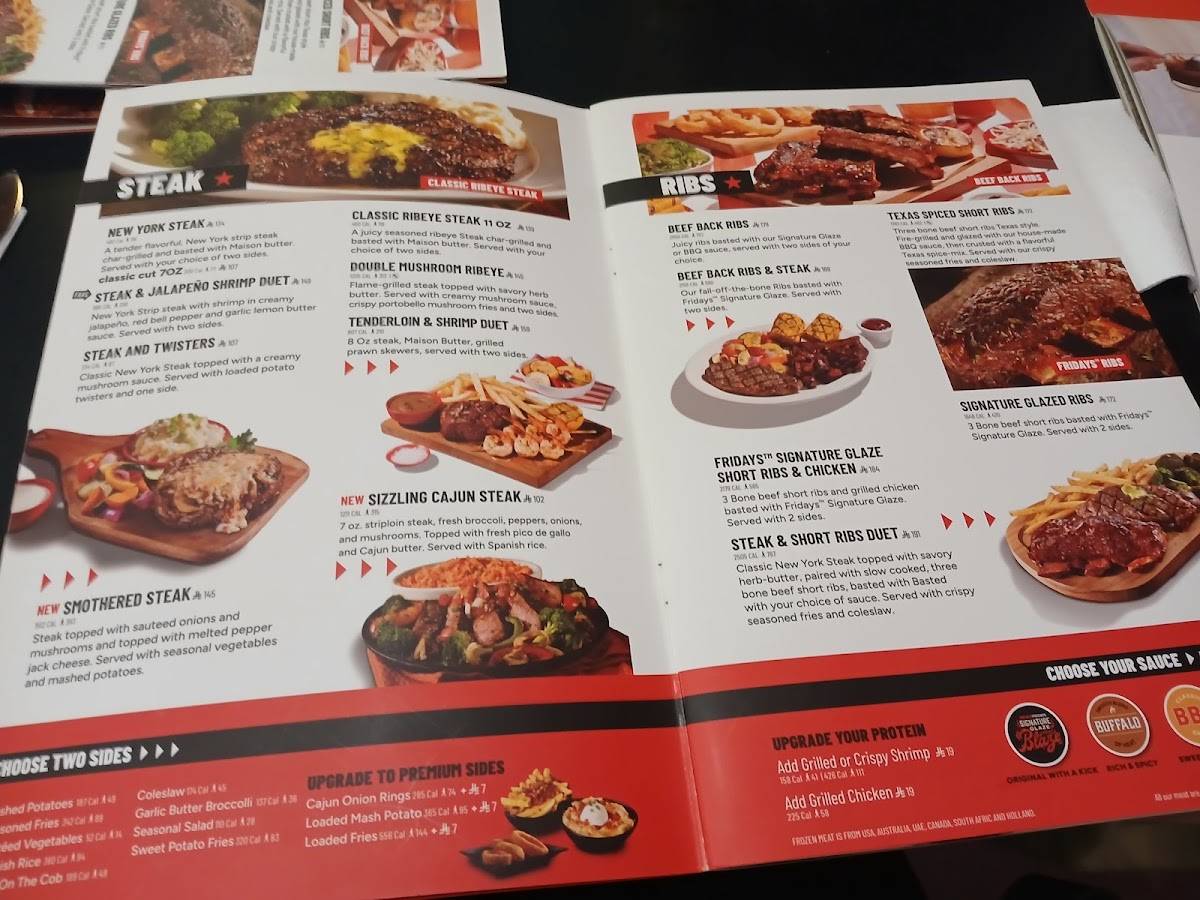 TGI Friday's меню